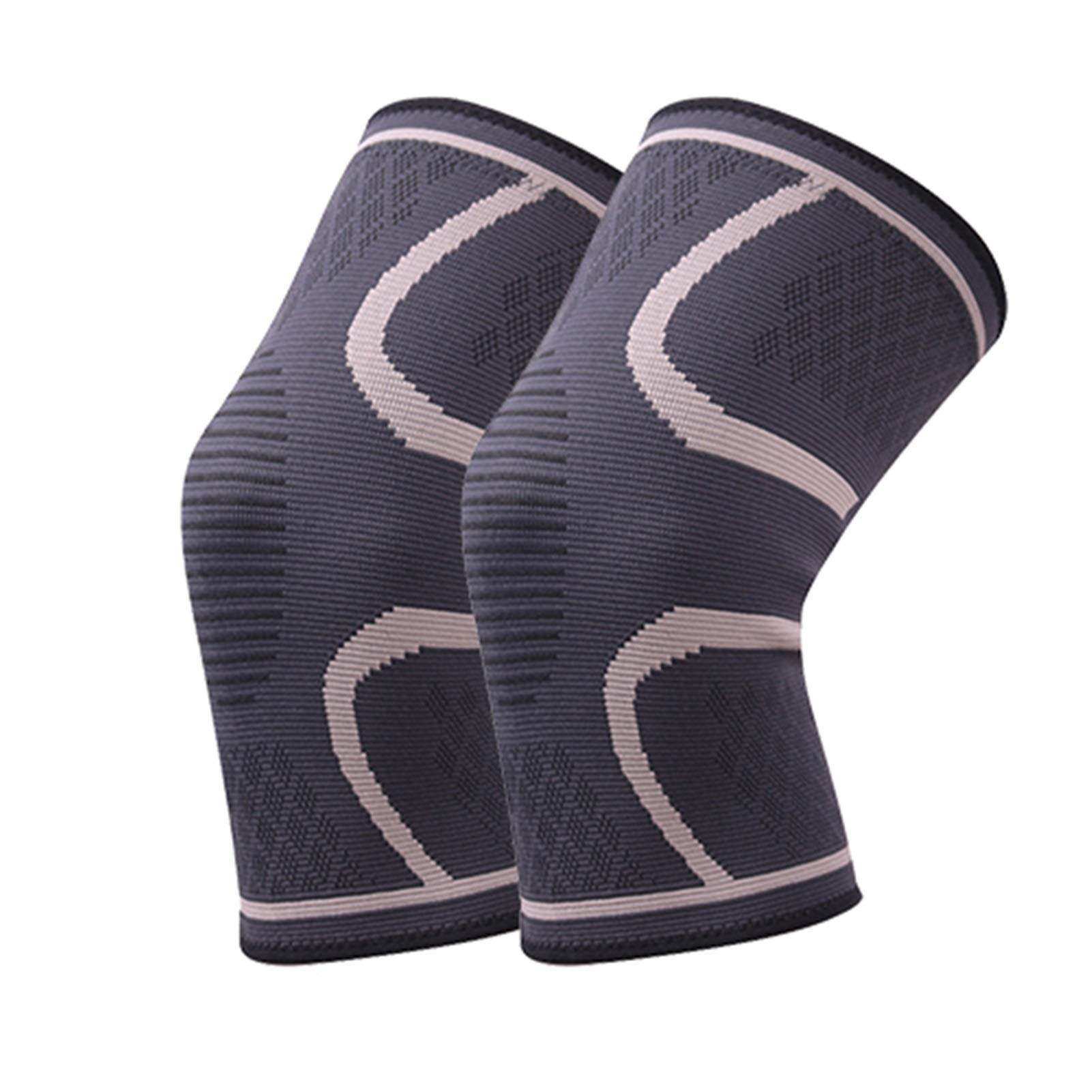 YUNSI Elbow 1Pair Knee Pads Breathable Nylon Elastic Sports Knee Support Brace Running Fitness Basketball Football Protector Joelheiras for Adult (Color : Gray, Size : S)