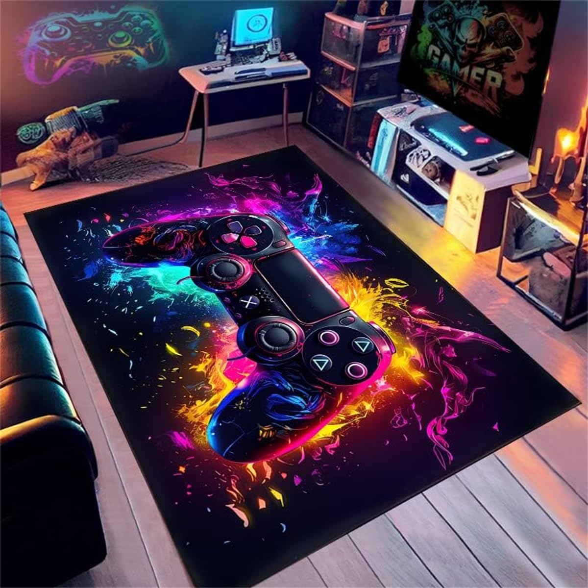 Tapis de gaming double pour chambre d'ado garçon 120x180cm