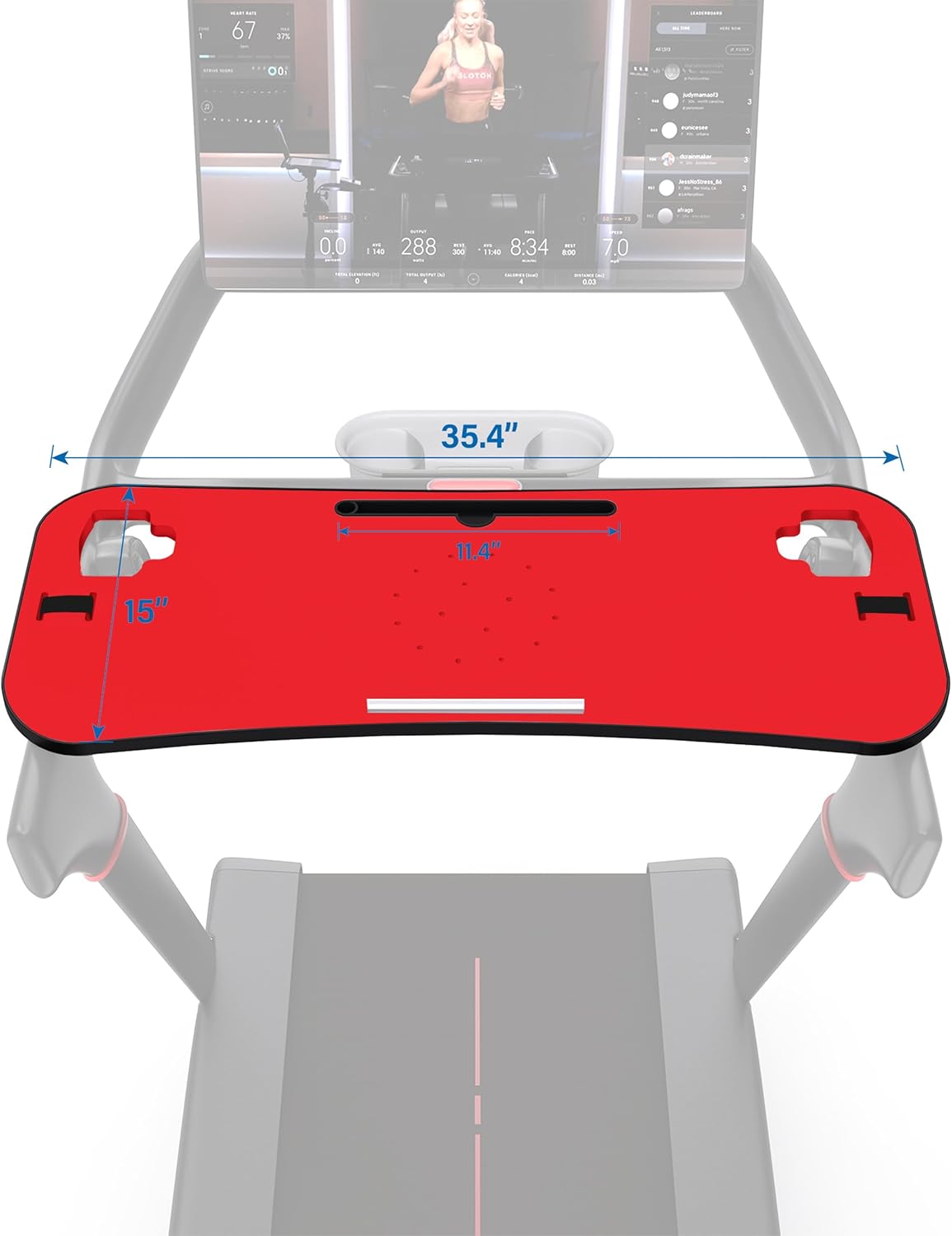 Treadmill Desk Attachment, Tread Tray Accessories Laptop Stand with Tablet Holder and Edge Protector Compatible with Peleton,Treadmill Workstation for Home/Office Red