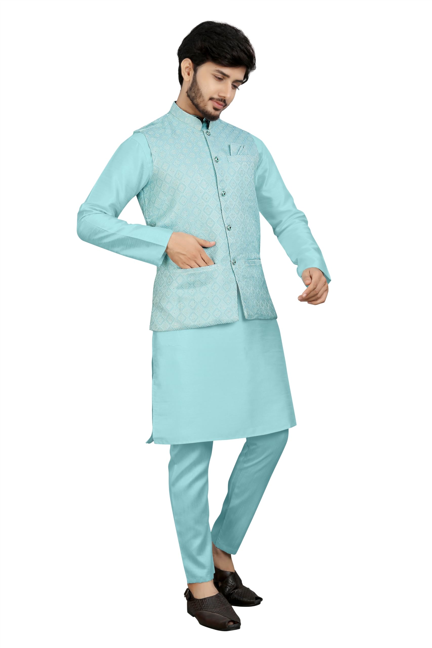 Traditional Men's Kurta Koti Set (3 PCS SET)-image-40