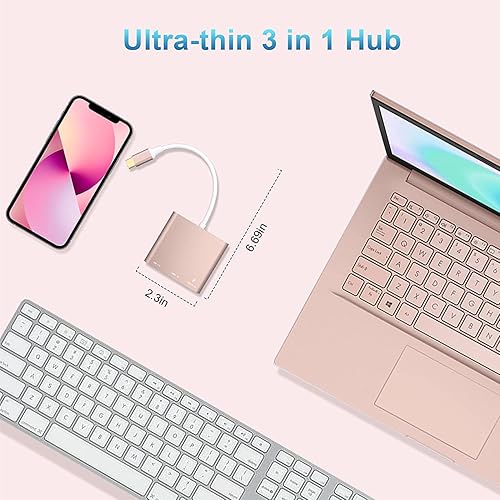Miniatura 5 de Battony Adaptador USB C a HDTV, convertidor AV multipuerto tipo C con salida HDTV 4K, USD 3.0 y carga rápida USB-C de 100 W, compatible