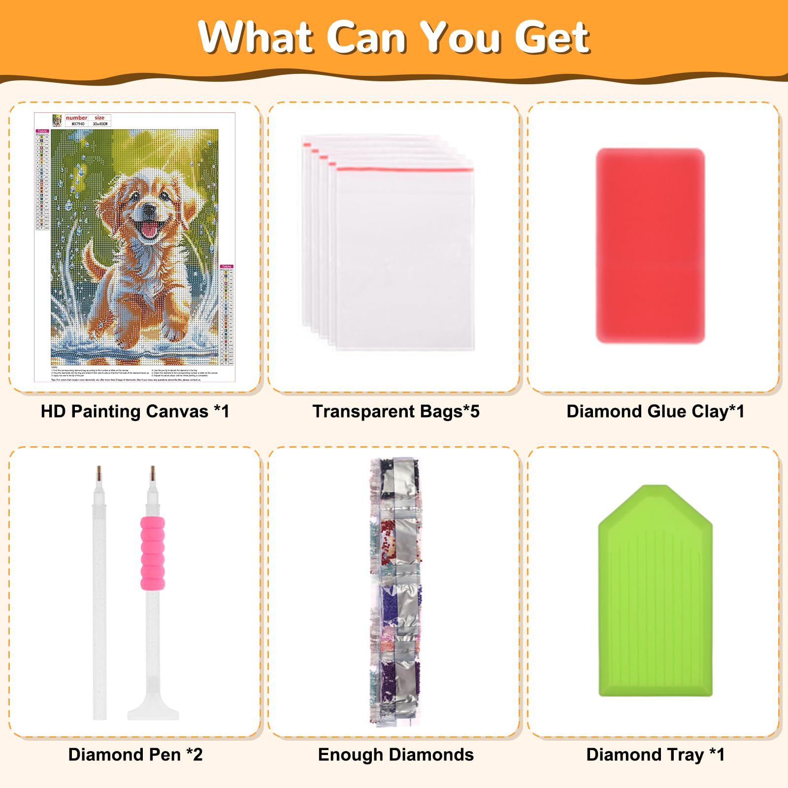 HEIBAGO 5D Diamond Painting Kits for Audlts DIY Dog Diamond Art Painting for Beginners Full Drill Diamond Dots Kits Animals Rhinestone Embroidery Crystal Crafts for Home Wall Decor 30x40cm - Image 3