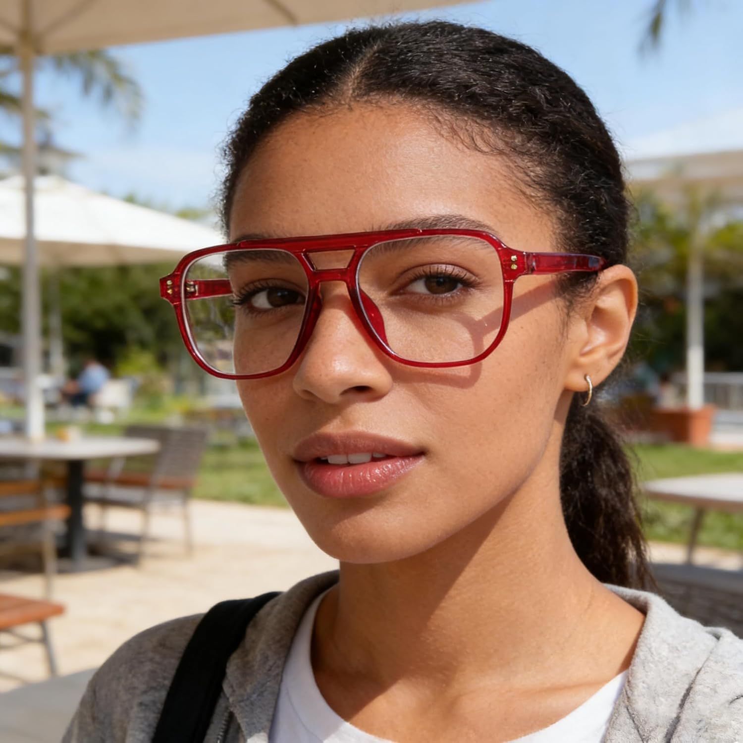 FEISEDY Blue Light Blocking Glasses Fake Nerd Clear Square Computer Lightweight Pilot Glasses Frame Oversized B2866 - Image 2