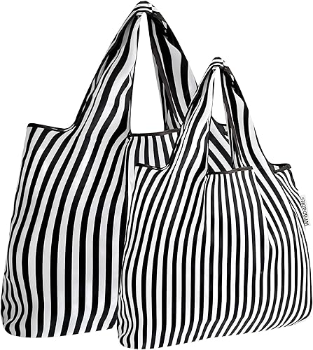 allydrew Bolsas de comestibles reutilizables de nailon plegables grandes y pequeñas, juego de 2