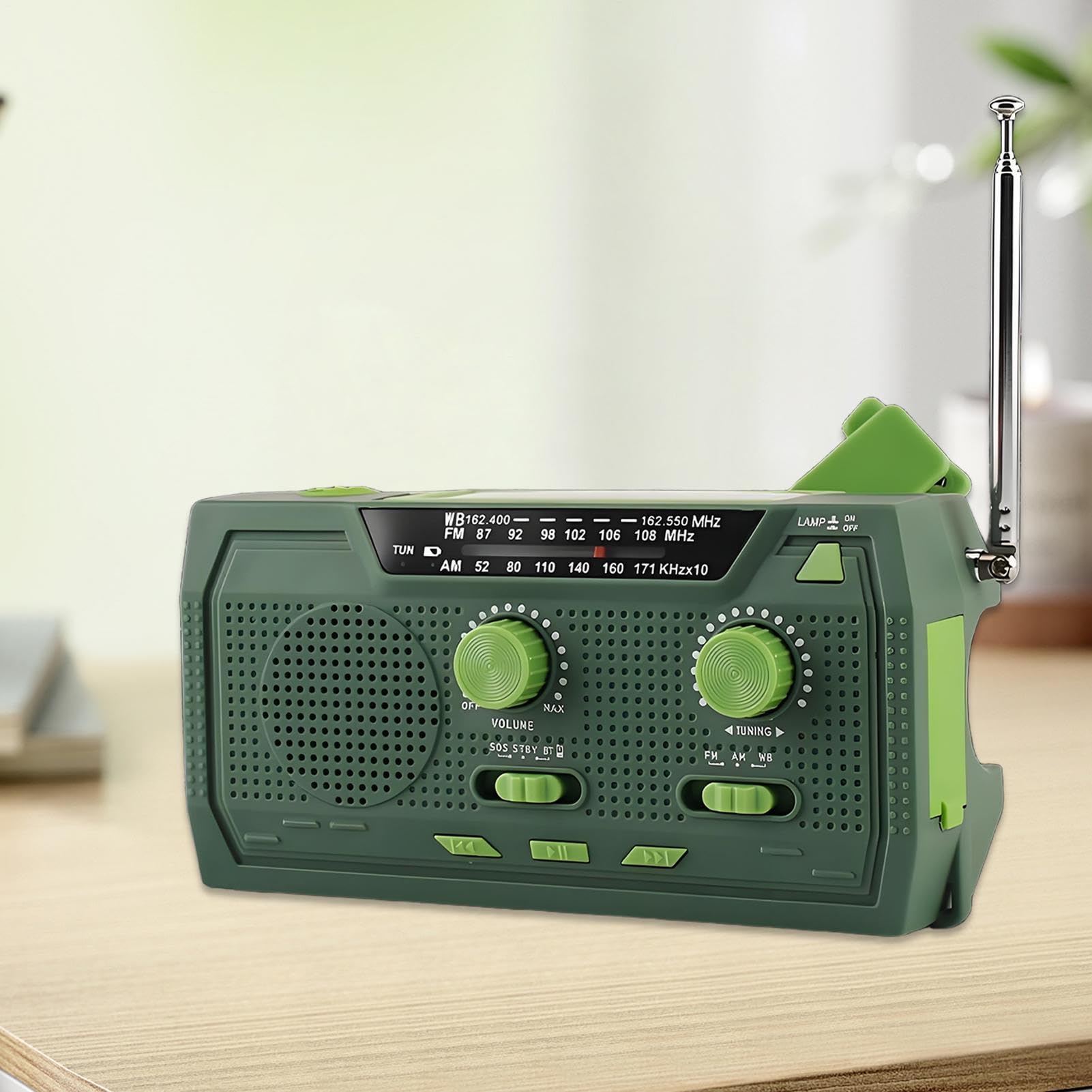 Radio À Manivelle Charge Solaire Batterie 2000 mAh AM FM Alarme SOS