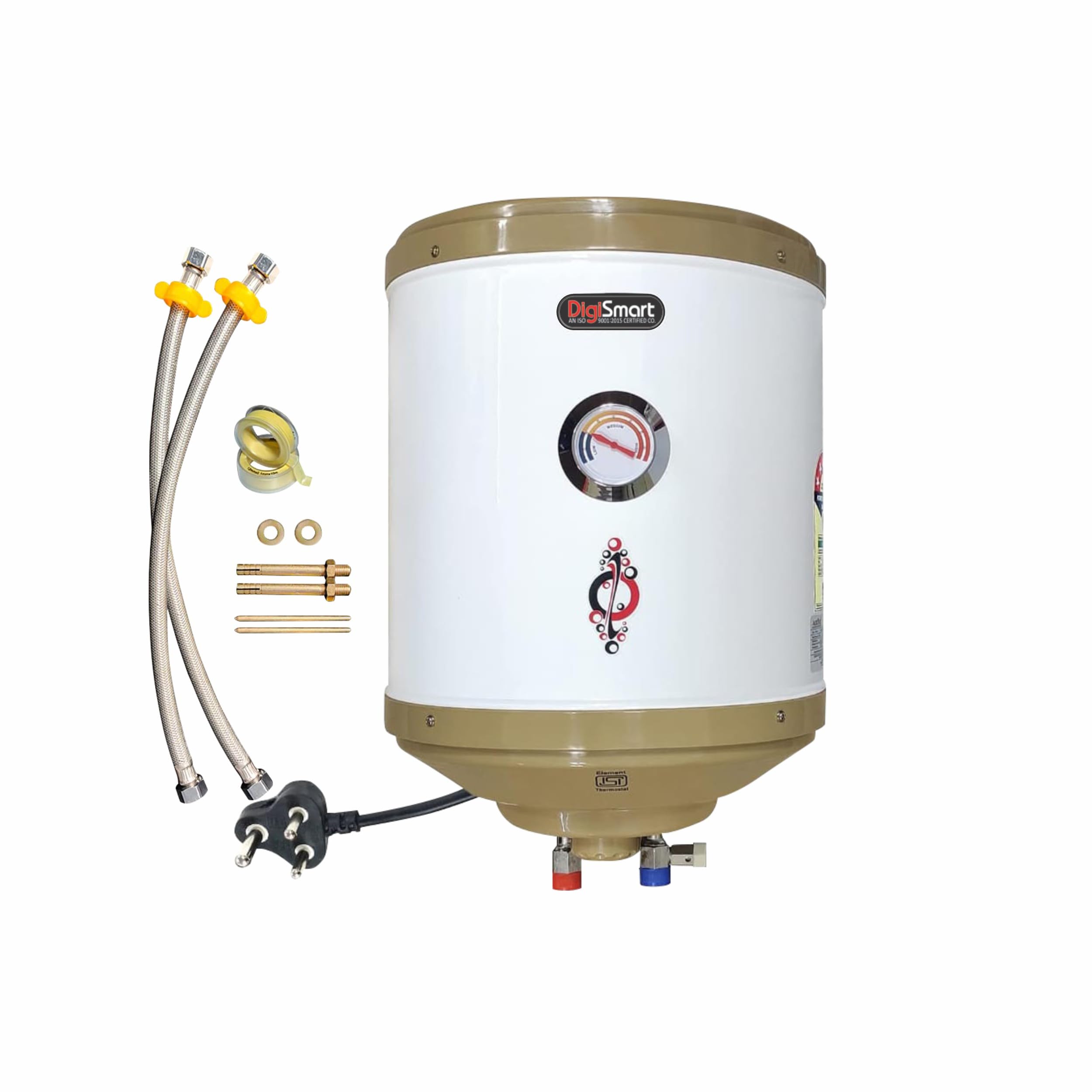 15L Storage Geyser | 2kW | BEE 5-Star Rating | Anti-Rust Coated Tank | Temp Meter | ABS Body | HD ISI Heating Element | Ivory | Free Installation Kit | Adjustable Thermostat| 5Year Warranty