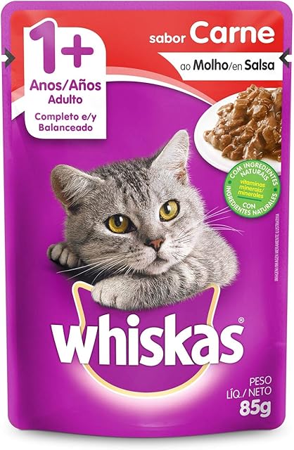 Whiskas Sachê Carne - Ração Úmida Para Gatos ao Molho, Adultos, 85g