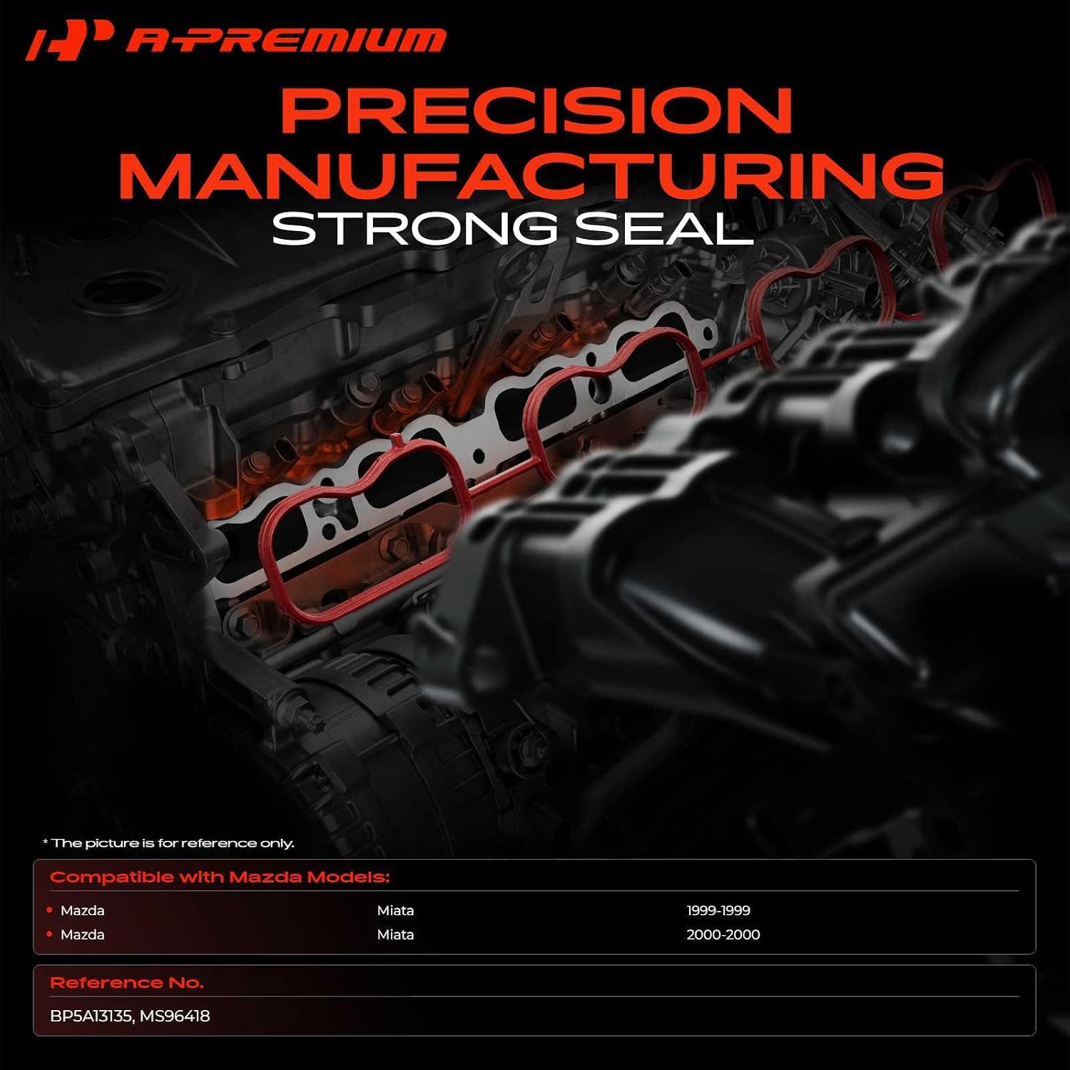 A-Premium Upper Fuel Injection Plenum Gasket Set Compatible with Mazda Miata 1999 2000