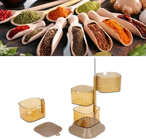Miniatura 4 de Bodega de sal, caja de especias de sal de 4 niveles con tapa giratoria y cuchara, caja de almacenamiento de sal y pimienta, cuencos de sal y