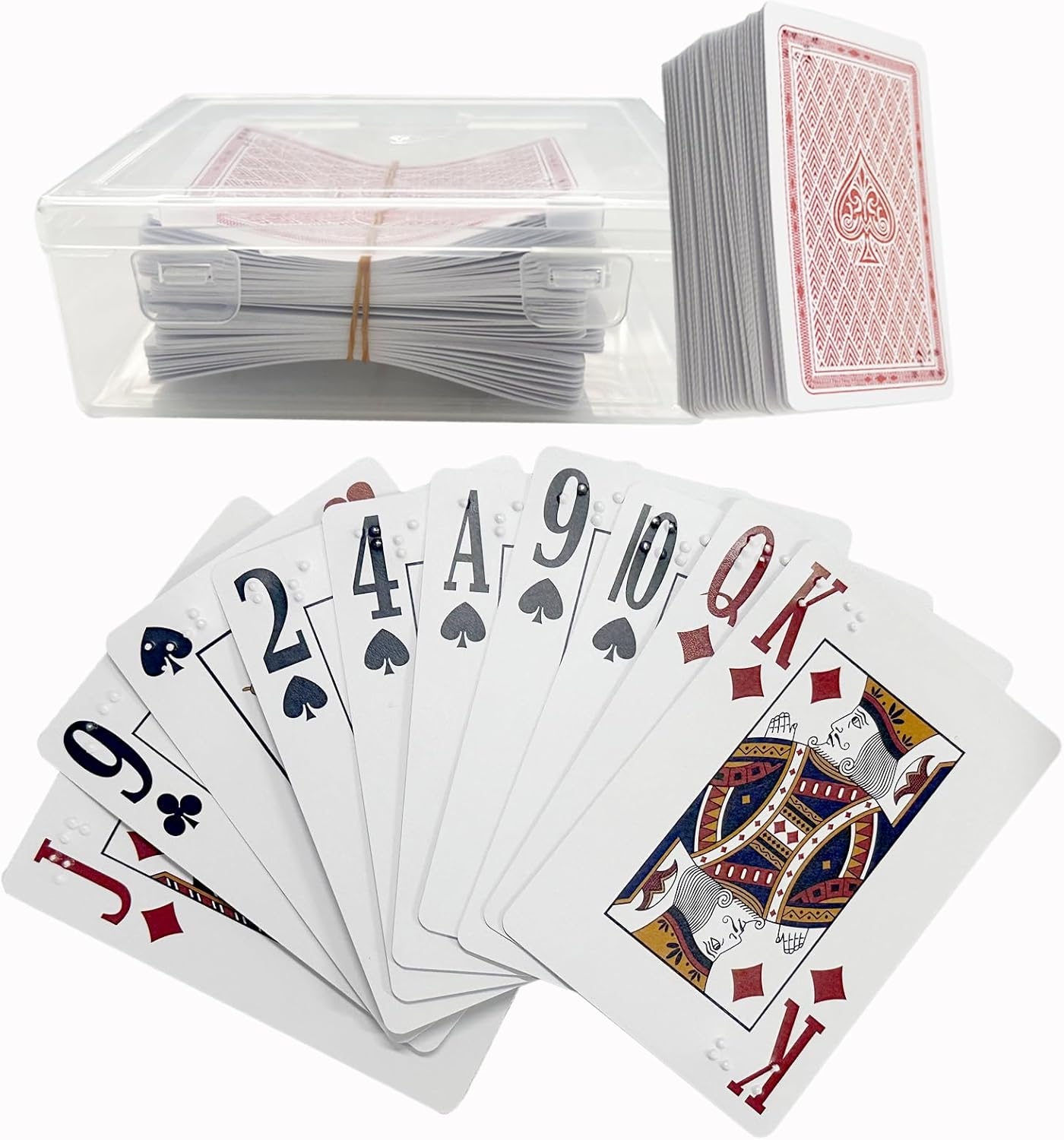Braille Playing Cards, Large-Print Poker for Blind People, Vision Impairments Entertainment Supplies, Plastic