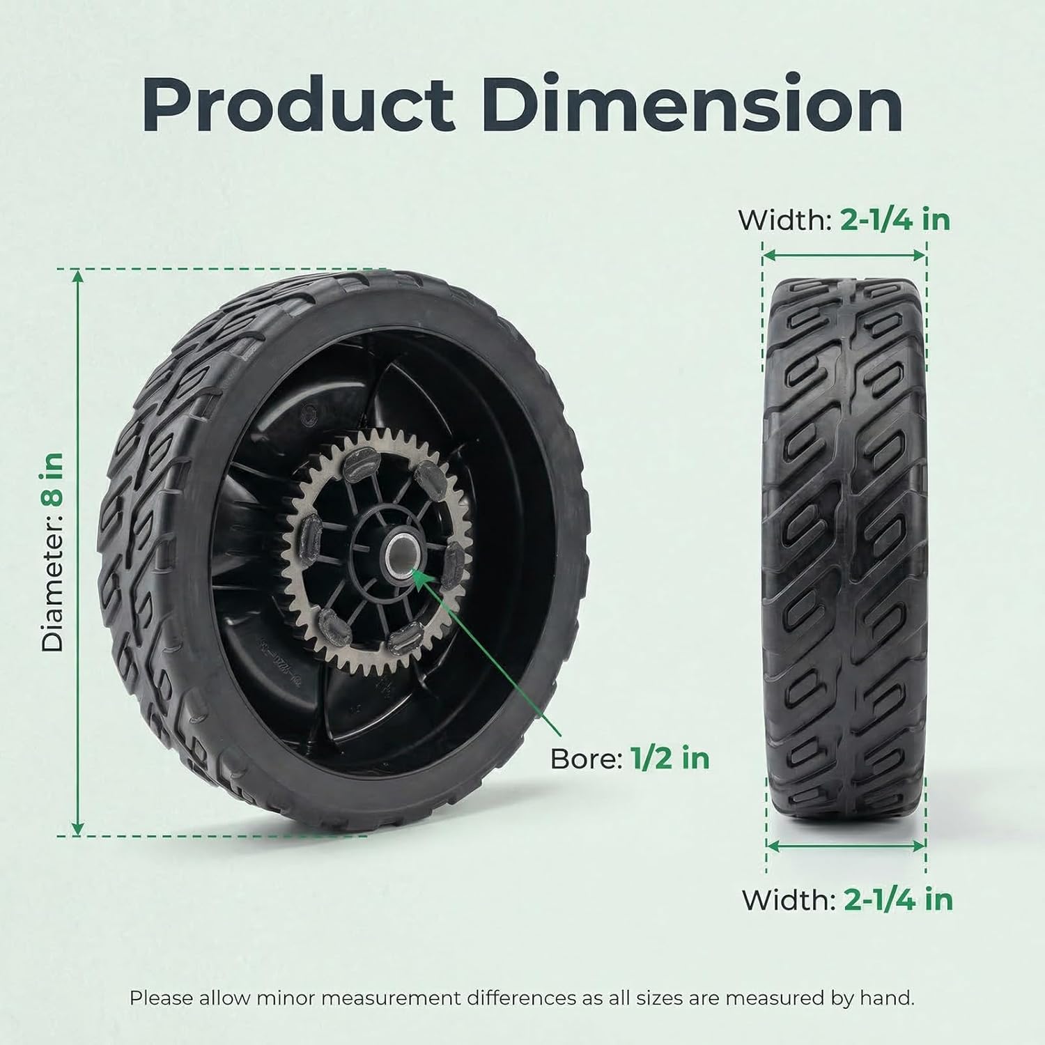 4 Pack 8" Lawn Mower Wheels Kit for Honda HRN216, Includes 2 42710-VR8-N00ZA Rear Wheels & 2 44710-VR8-N00ZA Front Wheels, Compatible with HRN216 VKA VYA VLA Models