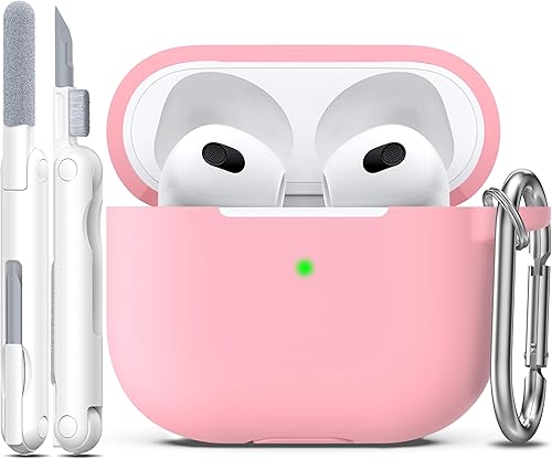 R-fun Funda para AirPods 3, accesorios de protección de silicona con llavero compatible con Apple AirPod de 3 generación 2021 para mujeres y niñas,