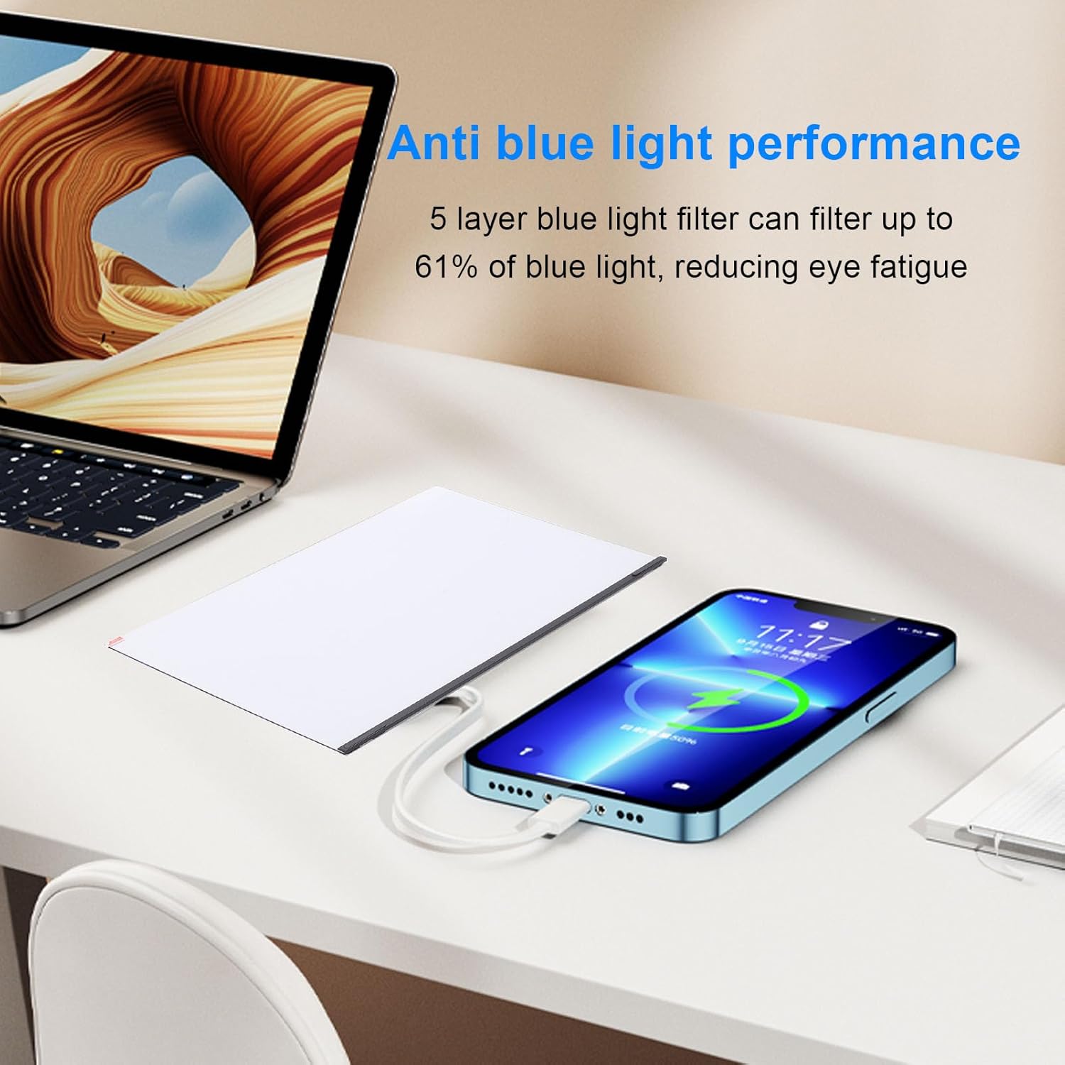 Computer Blue Light Blocking Screen Protector, 5 Layer Design Filter, 61% Blue Light 420 460nm Filter with Soft Cleaning Wipes, Ideal for 24inch 16:9 PC Monitors