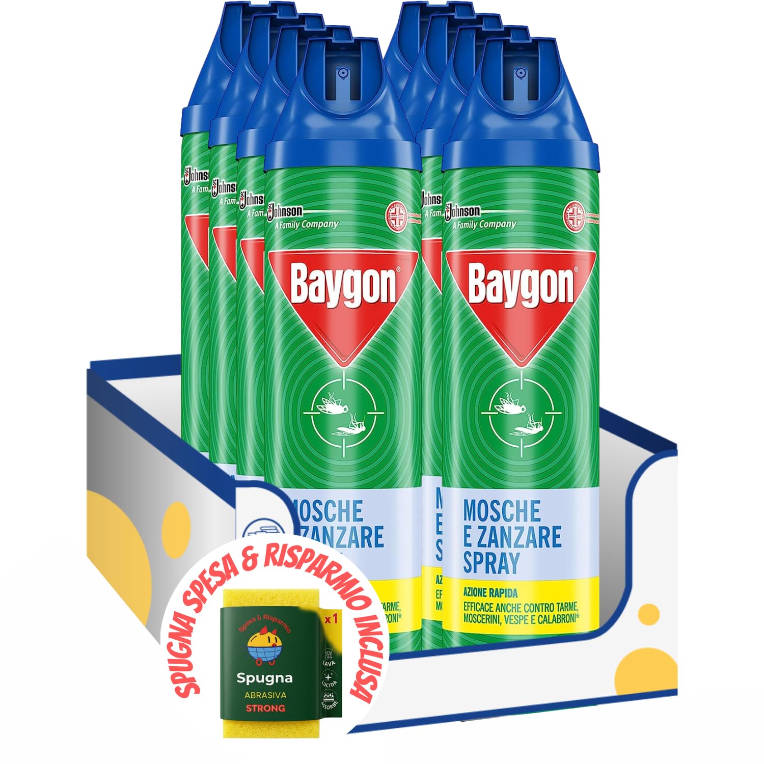 Insetticida spray per mosche e zanzare – 400 ml kit con Spugna Brandizzata SPESA & RISPARMIO Inclusa – Variazioni 4/8/12 Pezzi (8)