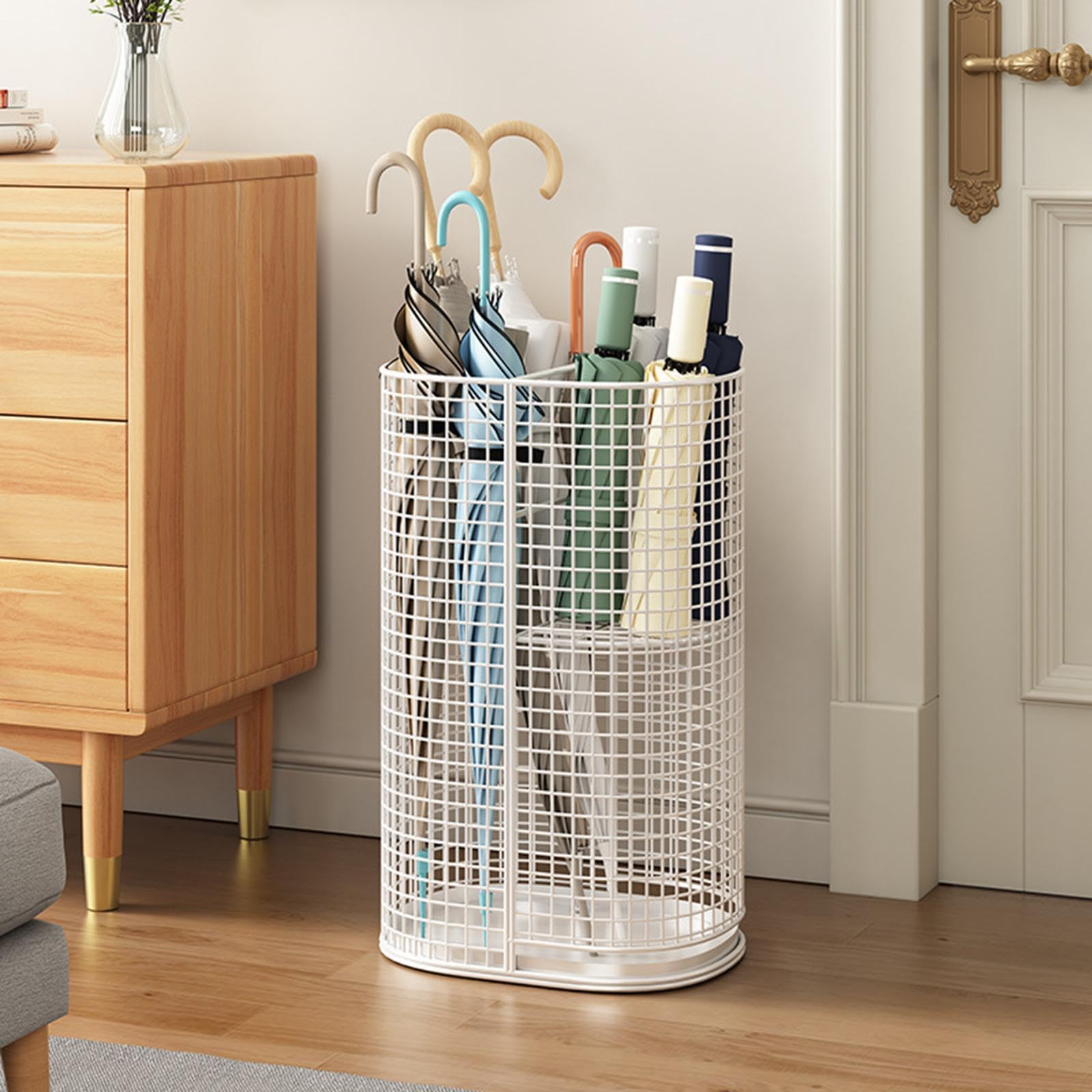 Colcolo Soporte para, Soporte portátil Multiusos para Bastones Senderismo, Estante Almacenamiento para Pasillo o Garaje, Blanco