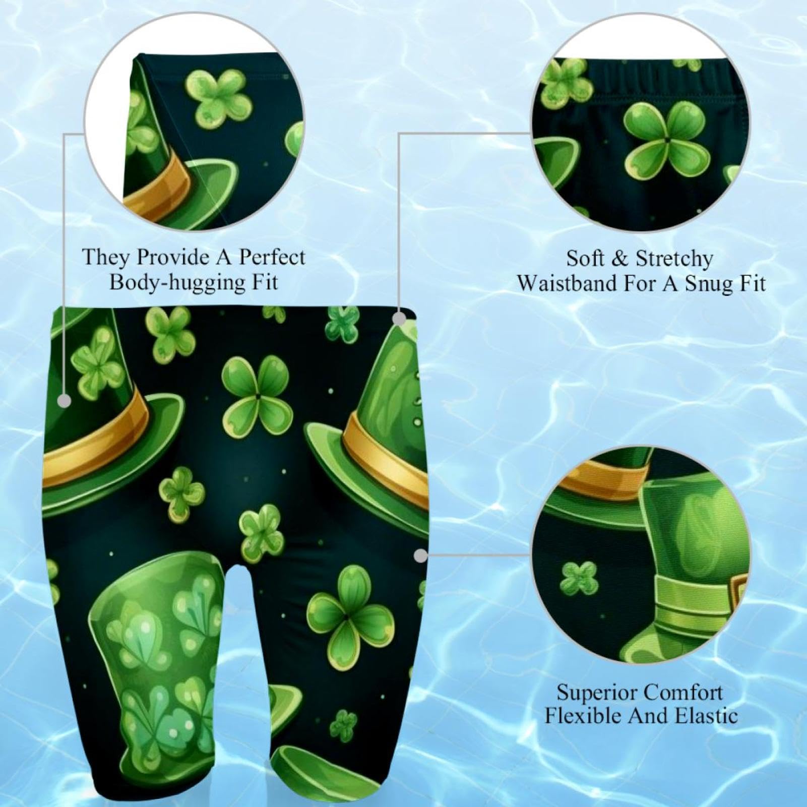 St Patrick's Day Swimsuit for Men & Boys,Competition Lap Swim Suit, Square Leg Endurance Training Multicoloured