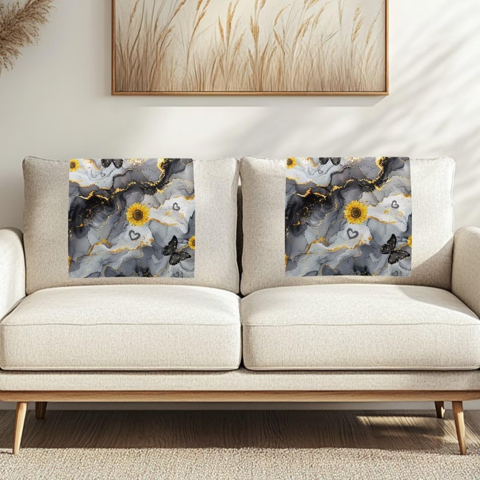 Talayituse Sunflower Butterfly Print 1 Piece Sofa Headrest Covers Non Slip Recliner Headrest Protector Headrest Covers for Recliner Chair Couch Furniture for Living Room