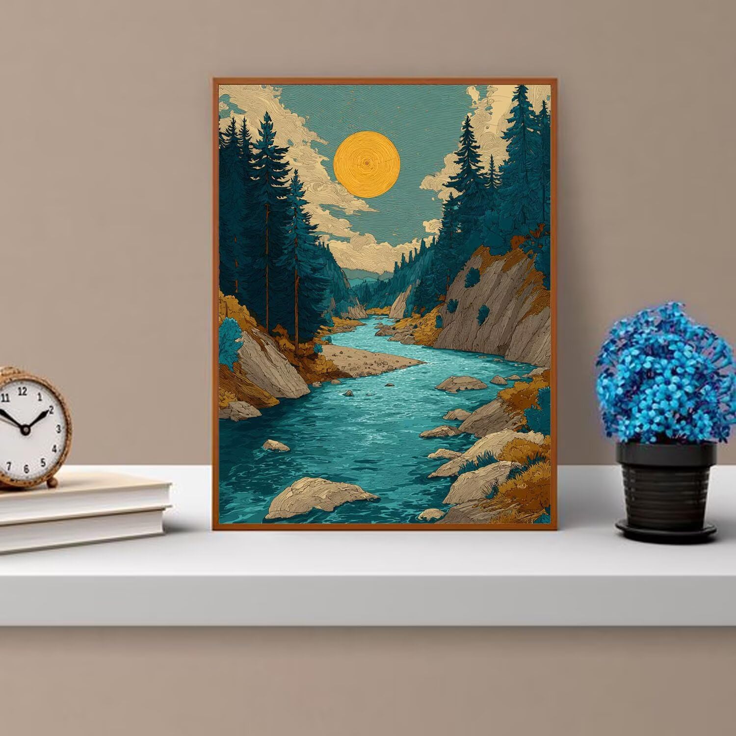 Dipingere con i Numeri Adulti Albero, blu Dipingere con i Numeri Bambini DIY Kit, Set Premium con Pennelli, Decorazione Casa & Creativo Regalo di Compleanno, Attività di Tempo libero 90x120cm z-395