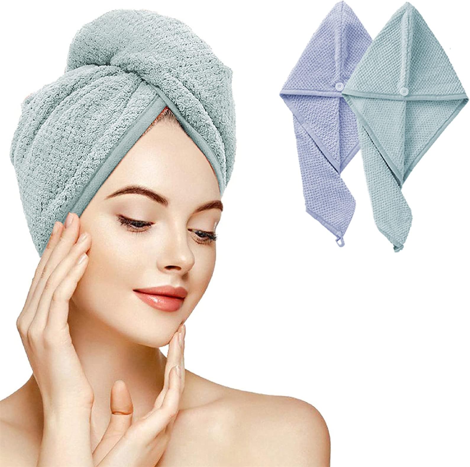 WSNDM 3 Pcs Hair Drying Towels, Hair Wrap Towels Set, Cute Cartoon