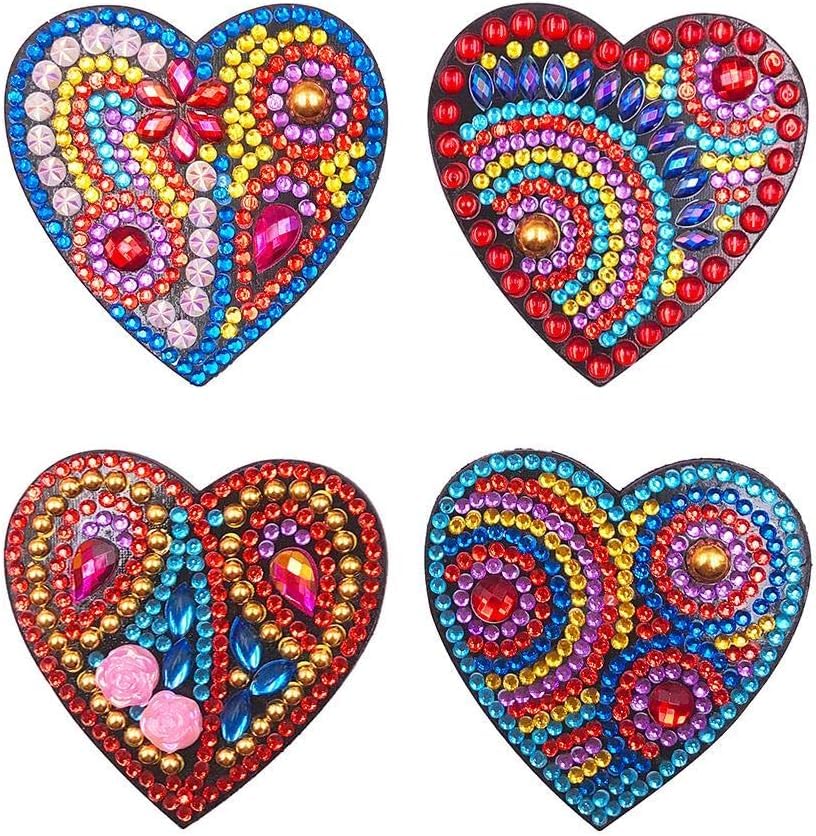 DairyDing 4PCS DIY Diamond Painting Refrigerator Magnets Kits Full Drill Special Shaped Love Heart Diamond Art Fridge Magnet for Home Office Refrigerator Whiteboard Decoration Gift