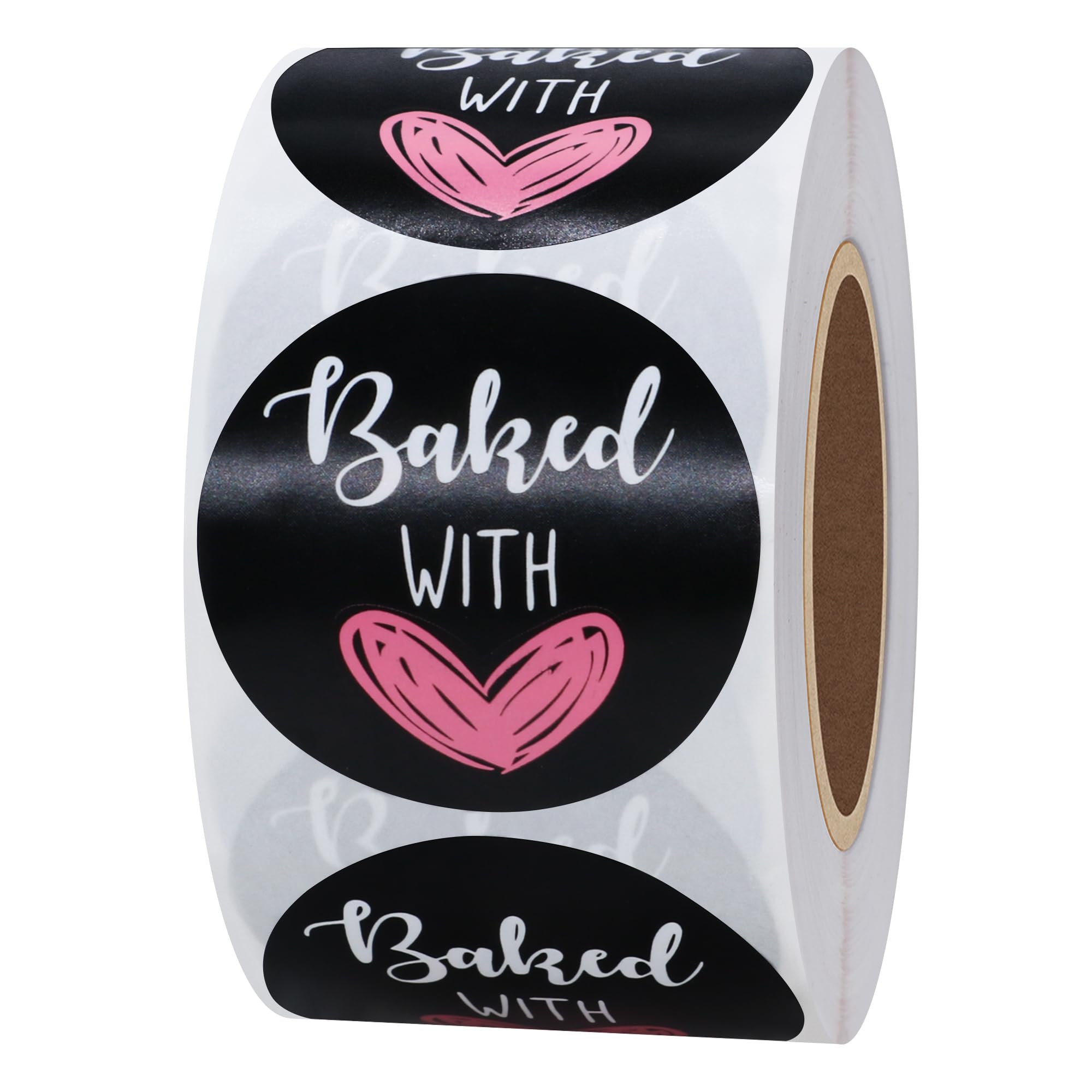 Hybsk Baked with Love Stickers for Bakeries Bake Sales Presents Seals Weddings Baby Showers Events Baking Stickers(1.5 inch)
