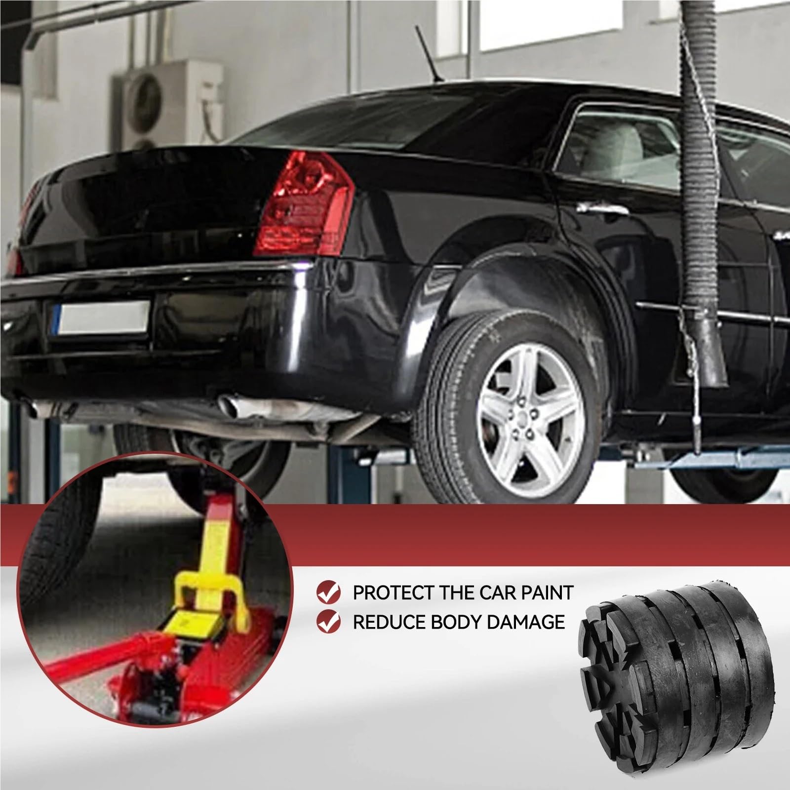 cric per Auto Adattatore per Guida Telaio con Cuscinetto in Gomma di Sollevamento da 4 Pezzi, Diametro 125 mm, per martinetti con Sollevatore Laterale con Saldatura Accessori cric per