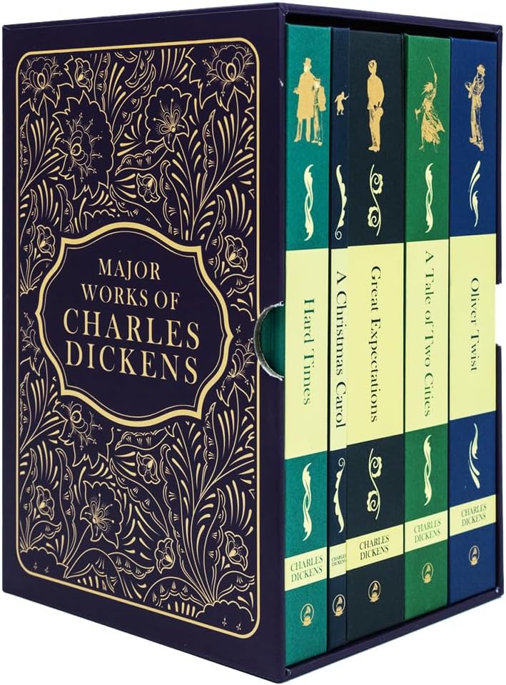 Major Works of Charles Dickens 5 Books Deluxe Hardback Set - A Christmas Carol, Oliver Twist, Great Expectations, A Tale of Two Cities, Hard Times