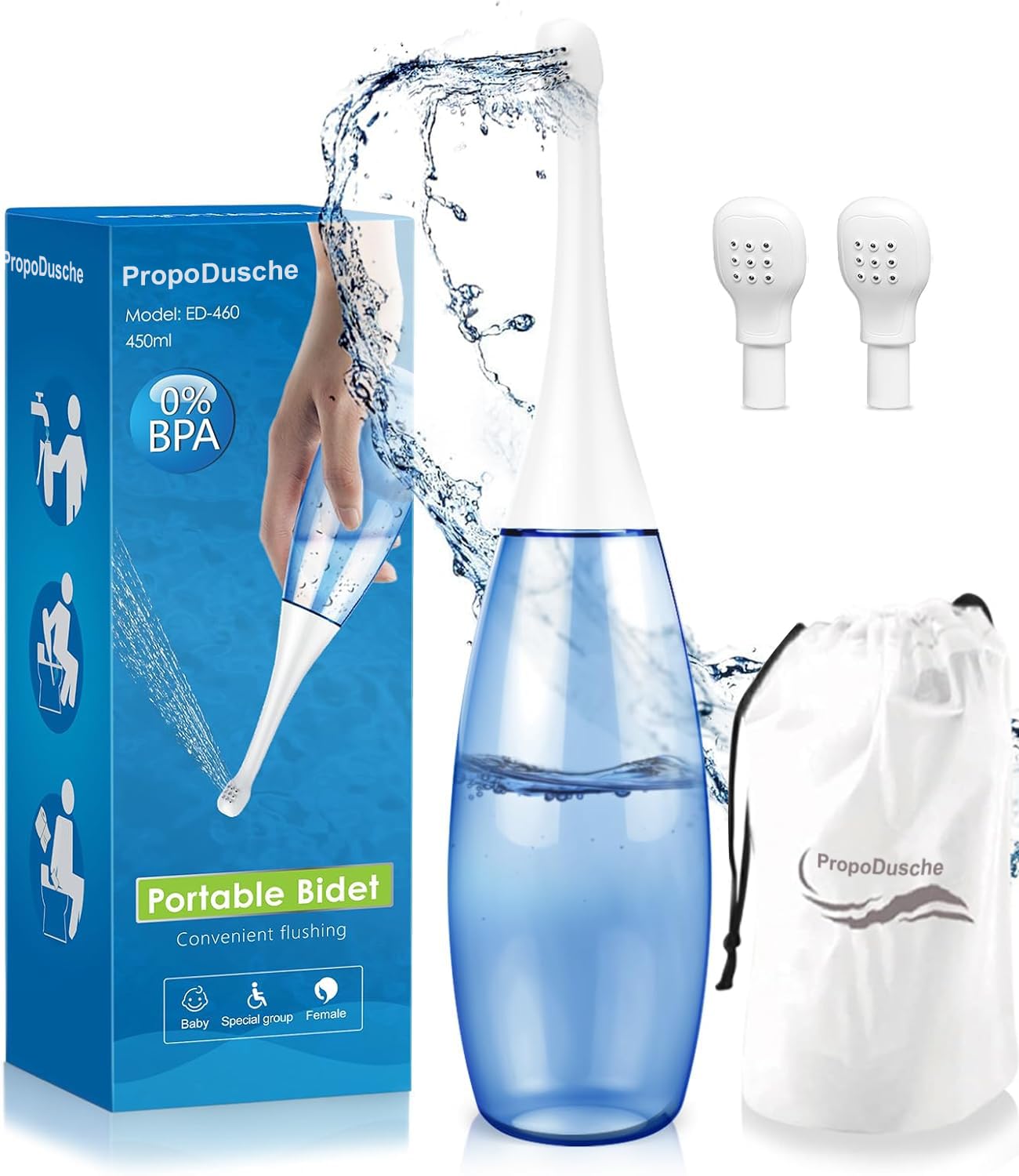 Po Dusche für die postpartale Dammpflege,Tragbares Reisebidet Sprayer für Persönliche Hygiene Handbidet Flasche 450ml Portable Bidet-Travel Bidet (1)