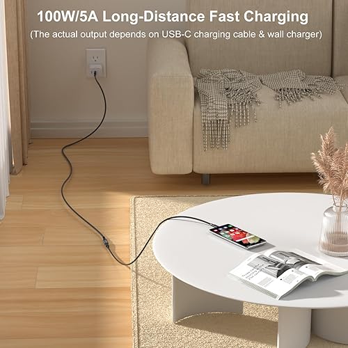 Miniatura 10 de OKRAY - Cable de extensión USB C, cable extensor USB-C macho a USB-C hembra, 100 W, carga rápida, 10 Gbps, transferencia tipo C, Thunderbolt 3,