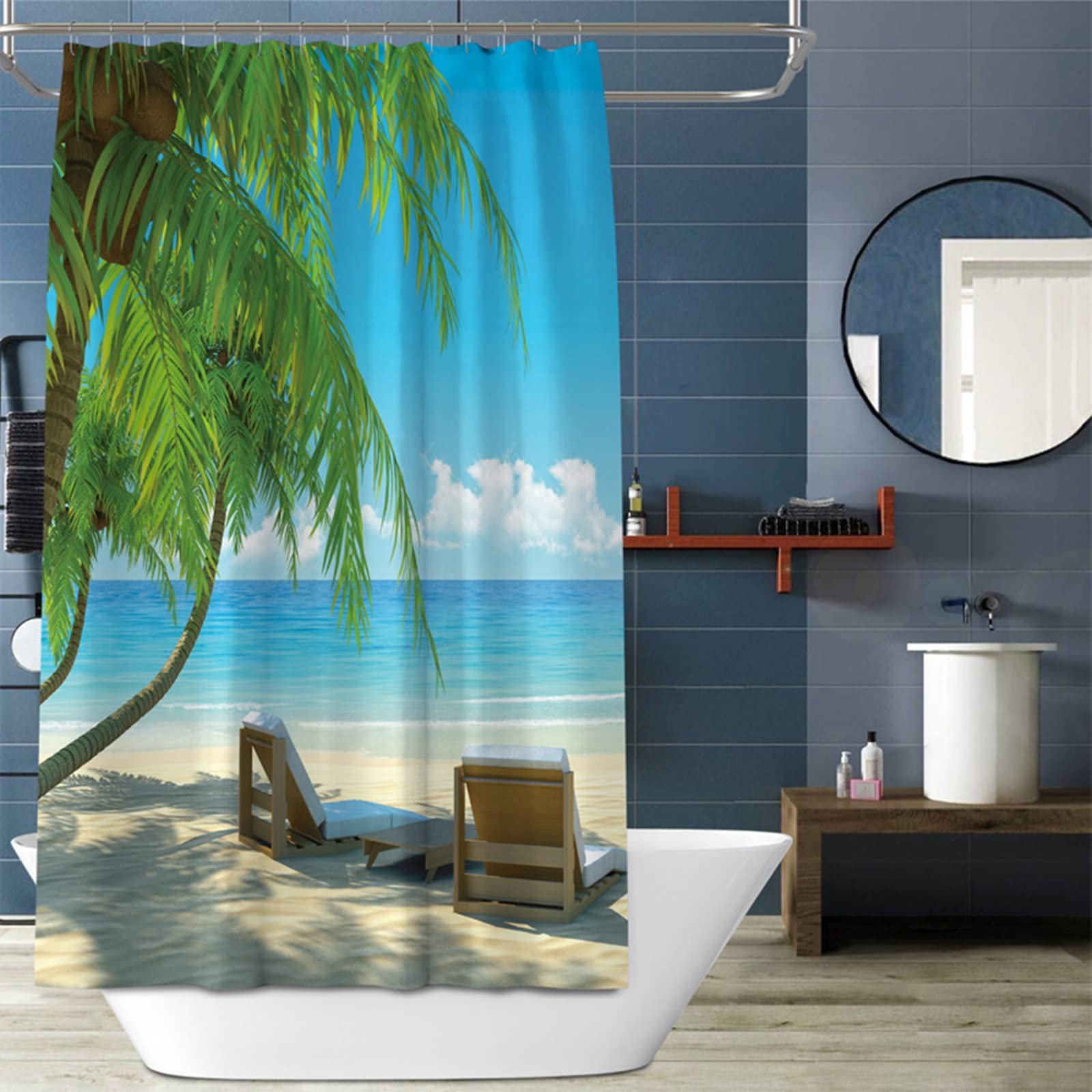 Rideau de douche palmier KnSam pour s'évader à la plage dans sa salle de bain 200x200