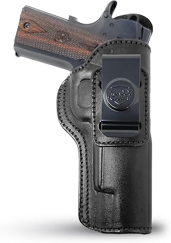 PH - Funda de cuero genuino para pistola de 1911 de 5 pulgadas, funda de cuero para pistola táctica Iwb, funda de transporte oculta de cuero, cómoda