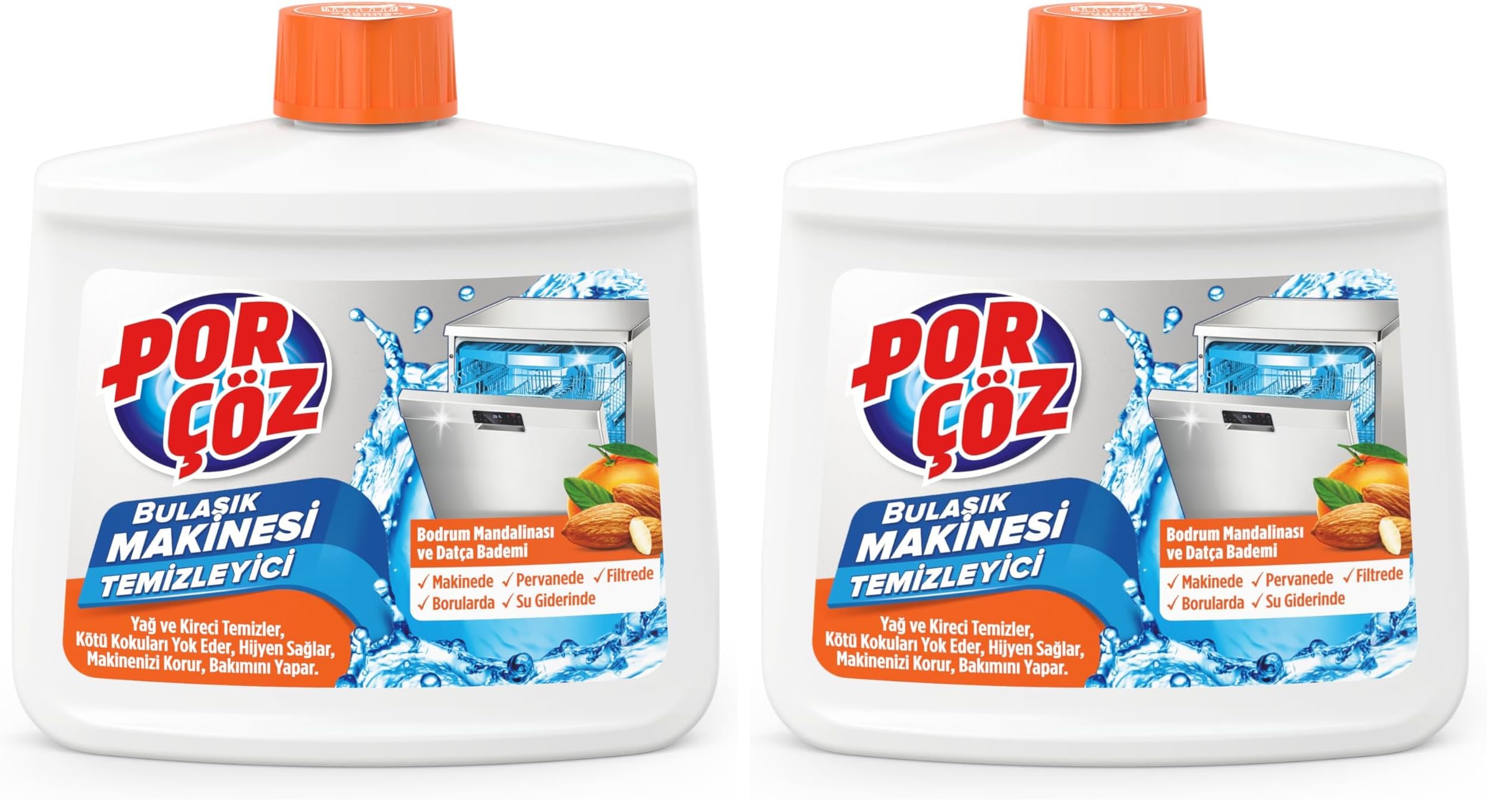 Porçöz Bulaşık Makinesi Temizleyici (Bodrum Mandalinası - Datça Bademi) 250 ml (2 paketi)