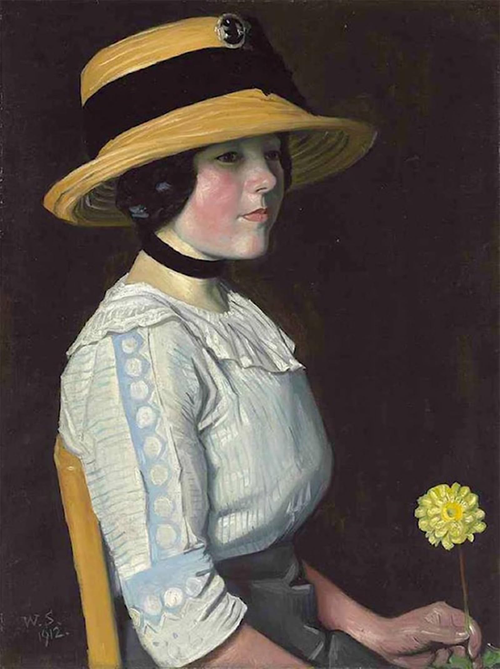 ARTXLXXBN Famous Art Print Poster Vintage Wall Art the Straw Hat by William Strang Canvas Art Poster for Home Decor 60x90cm