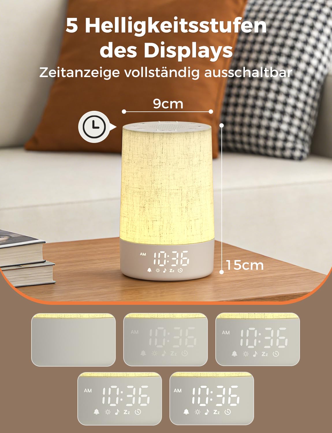 LIORQUE Tageslichtwecker Lichtwecker Sonnenaufgang Wecker mit Licht Wake Up Light Dimmbares Nachtlicht mit 30 Klingeltöne und 10 Lichtmodi Weißrausch Lichtwecker für Schlafzimmer