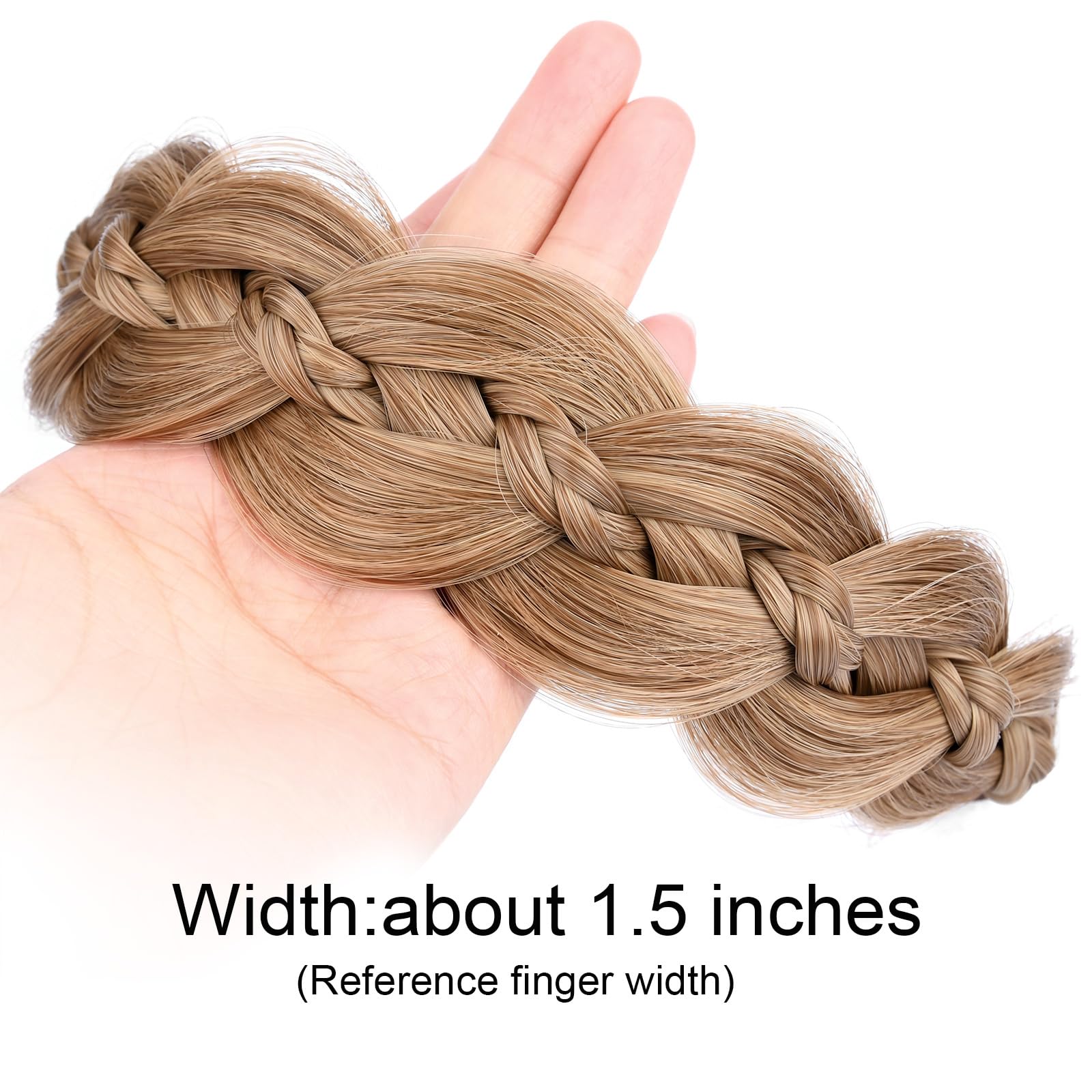 GLEDOLA Wide Braided Headband with Teeth Synthetic Hair Plaited Headband High Elasticity Braids Hair Band Hairpiece for Girls Women (Dirty Blonde - Image 2