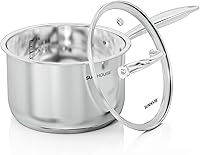 Vista 15 de SUNHOUSE Sartén de acero inoxidable de 1.5 cuartos de galón con tapa, sin PFOA, sartén de acero inoxidable, base de inducción de unión de impacto
