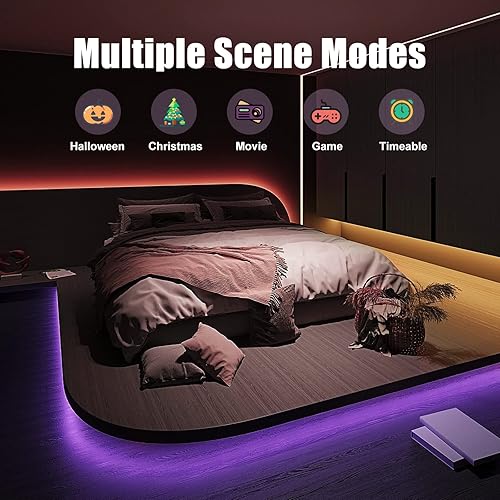 Miniatura 4 de Tira LED inteligente multicolor cambiante, tira LED RGB más brillante de 9.8 pies, tira de luz LED Bluetooth 90 con control de aplicación,