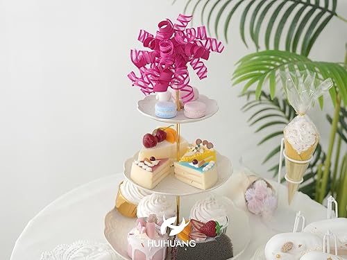 Miniatura 7 de HUIHUANG Lazos de color rosa intenso para envolver regalos, lazo de regalo rizado de 5 pulgadas x 8 unidades, lazos de cinta autoadhesivos para