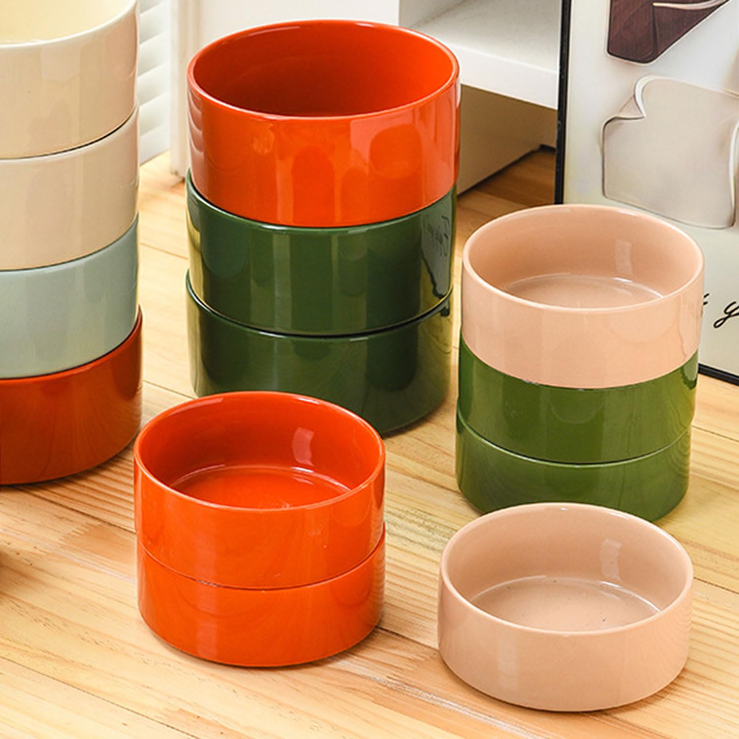 Petygooing Futternapf für Hunde und Katzen, Keramik, mit Ständer für Futter und Wasser, modern, niedlich, schwer, für Katzen, kleine Hunde (1,7 Tassen) und mittelgroße Hunde (3,6 Tassen), Rostrot, 800