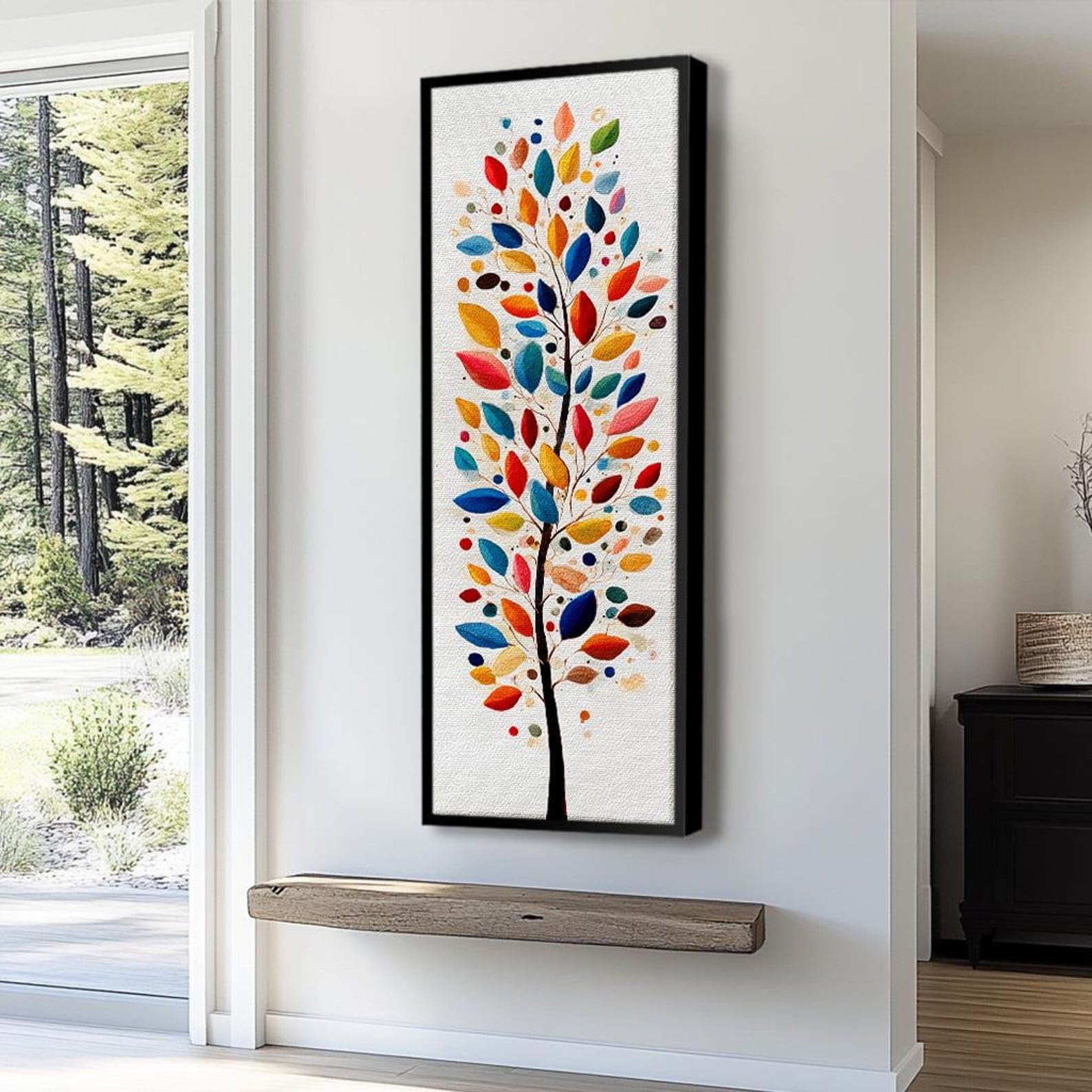 XBTYKPB Quadro su tela alto e stretto, stampa astratta verticale di un albero, ideale per ufficio, sala da pranzo, soggiorno o camera da letto (50x150 cm/senza cornice)
