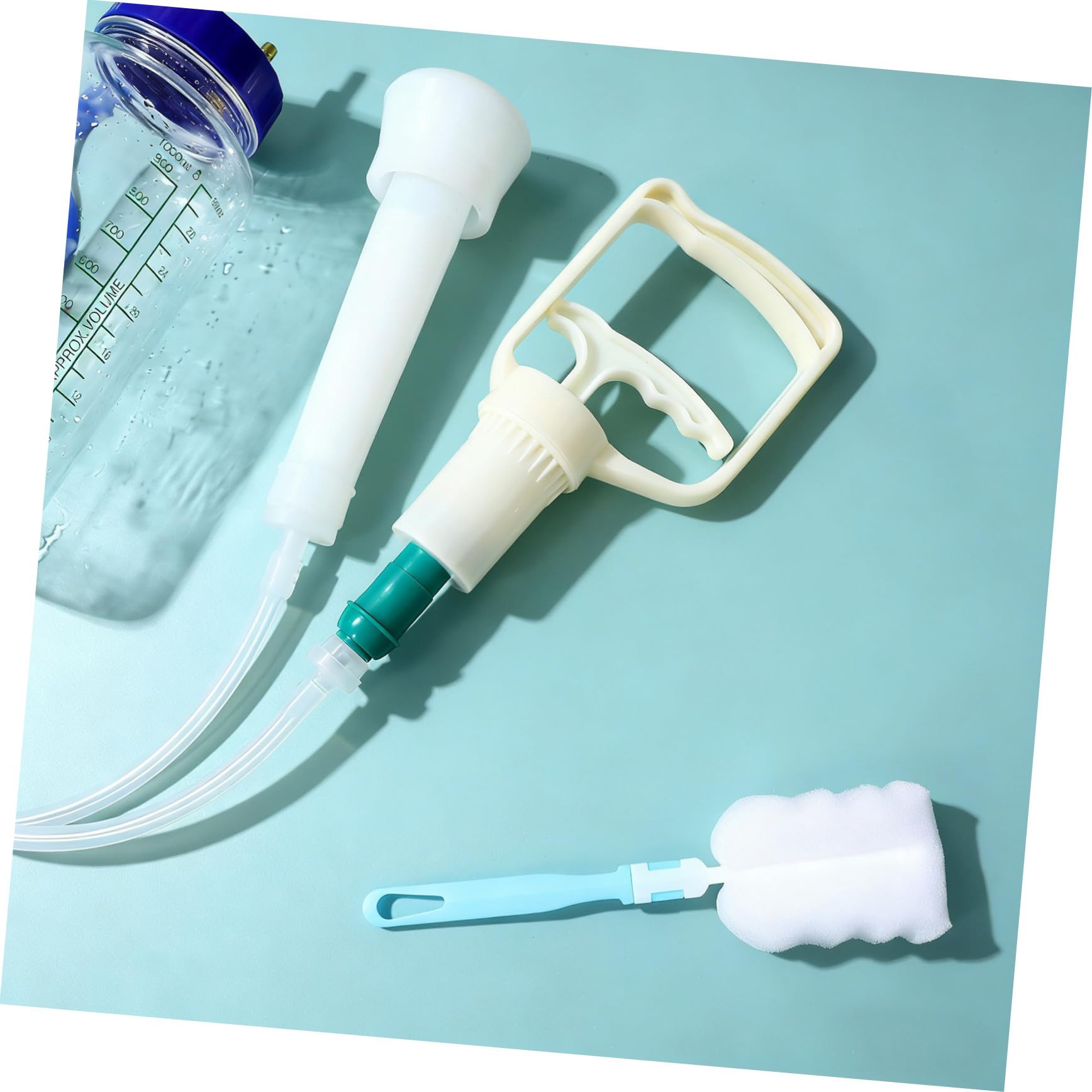 Outanaya Macchina per Mungitura Manuale per Pecore e Mucche, in Plastica, Spazzola per Pulizia e Bottiglia, Kit