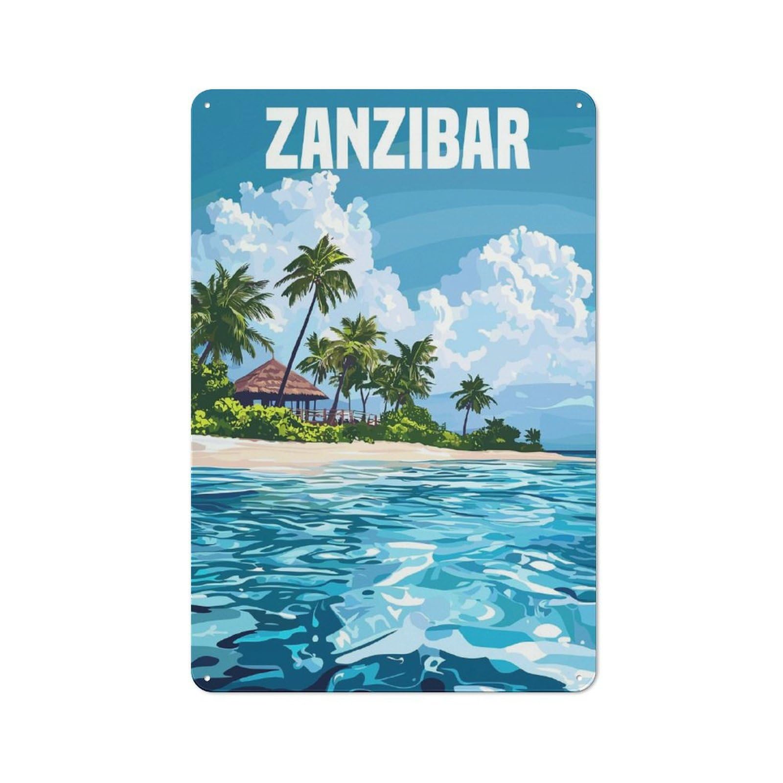 Junmoney Style-4 Vintage Garden Room Metal Sign 30X20cm Featuring Zanzibar Island, Utility Space Decor For Shed, Garden Room, Porch Or Garage