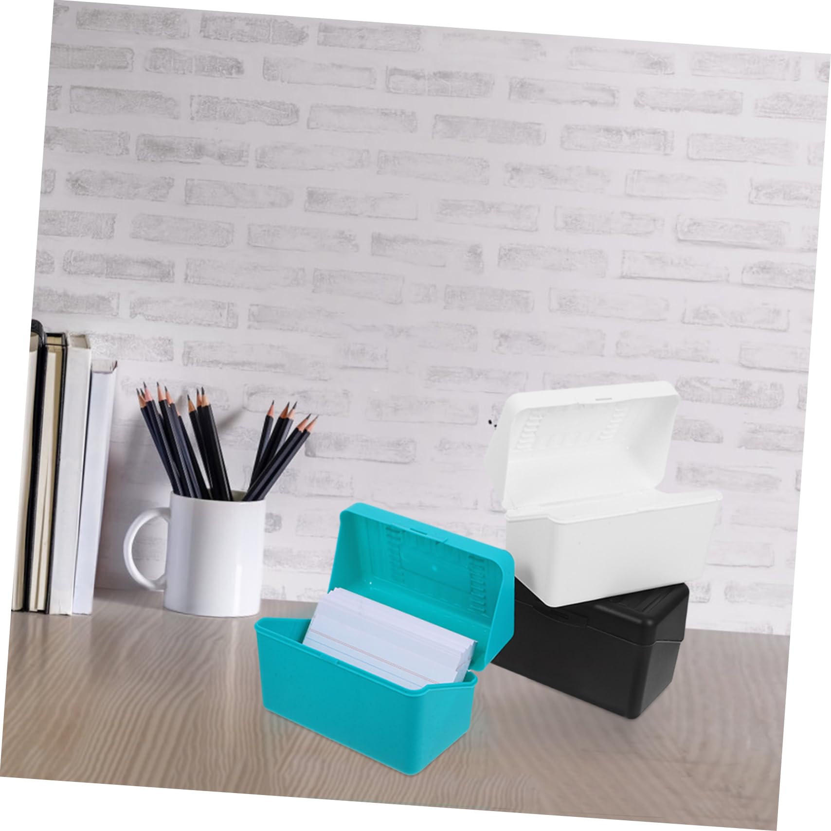 Karteikartenbox mit Kasten aus Pp und Papier Große Kapazität Platzsparend für Notizkarten und Karteikarten im Büro
