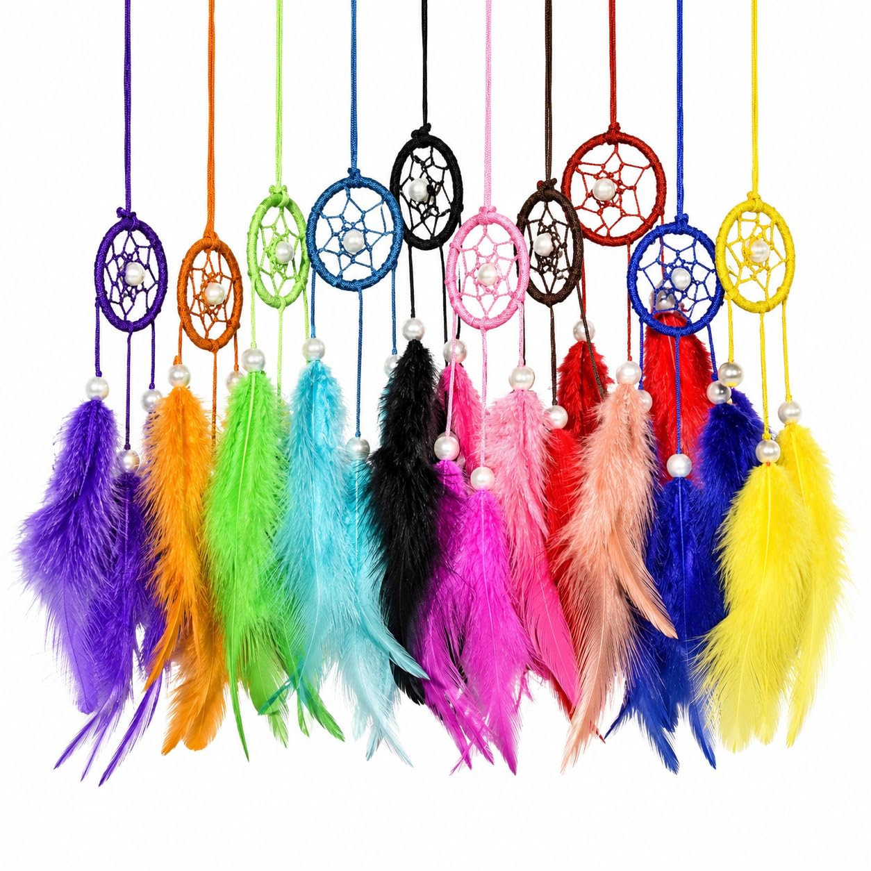 Good Aura Store Dream Catcher for Home Decoration, Bedroom, Living Room - Car Hangings Items Dream Catchers for Kids Room, Balcony - Decorative Products (10 Pcs, 4LX15Hcm, Multi)-image-27