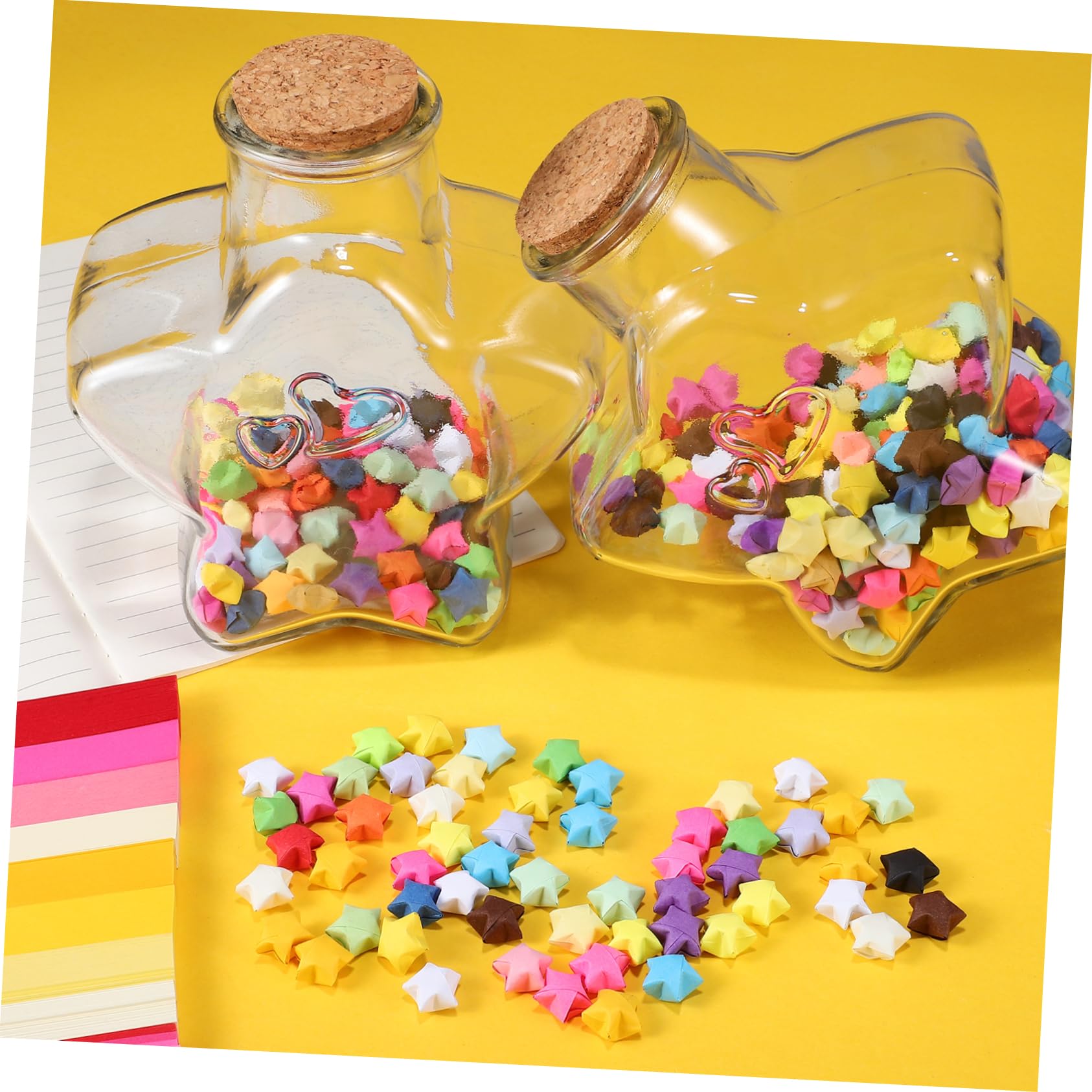 Amosfun 1 Set Glasfläschchen Origami Stern Papier Kit Bunte Papier Sterne Für Handwerk Dekorationen