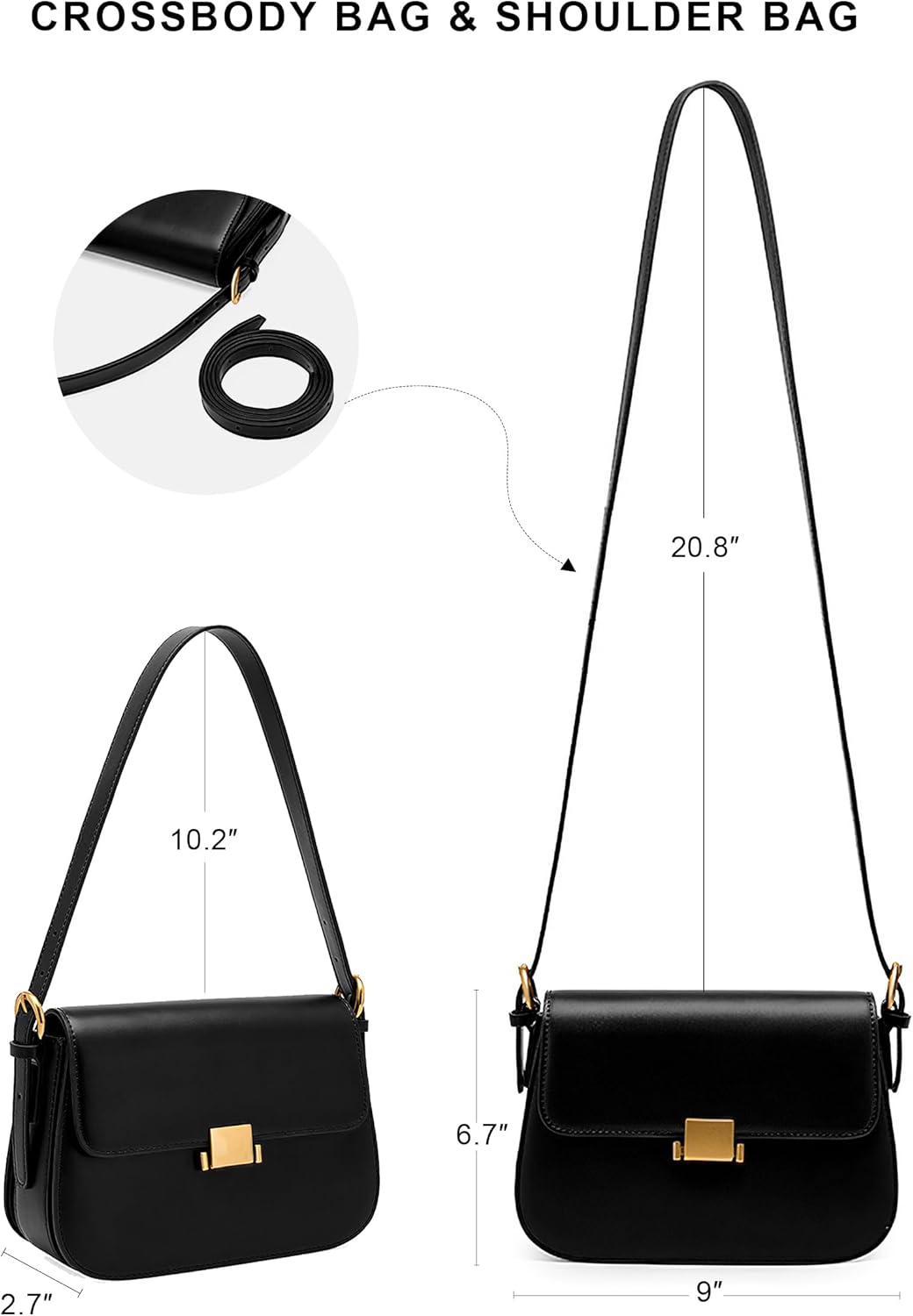 Zecmos Womens Shoulder Bag Genuine Leather Purses for Women Real Leather Crossbody Bags Small Handbag Clutch Purse - Image 3