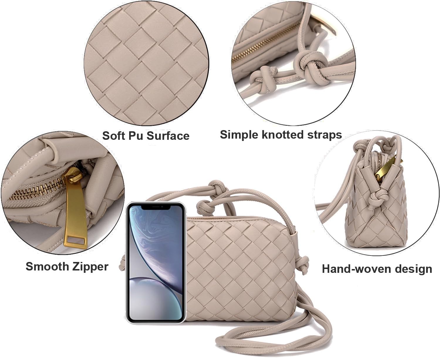 UPSONG Woven Crossbody Bags for Women，Fashion Leather Lightweight Handbags Shoulder Bag Phone Purse Ladies Messenger Bag - Image 6