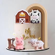 JeVenis Farm Animal Cake Decoration Sheep Cake Topper Farm Animal Birthday Decoration Cow Cake Decoration Pig Cake Topper for Baby Shower Birthday Party Decoration