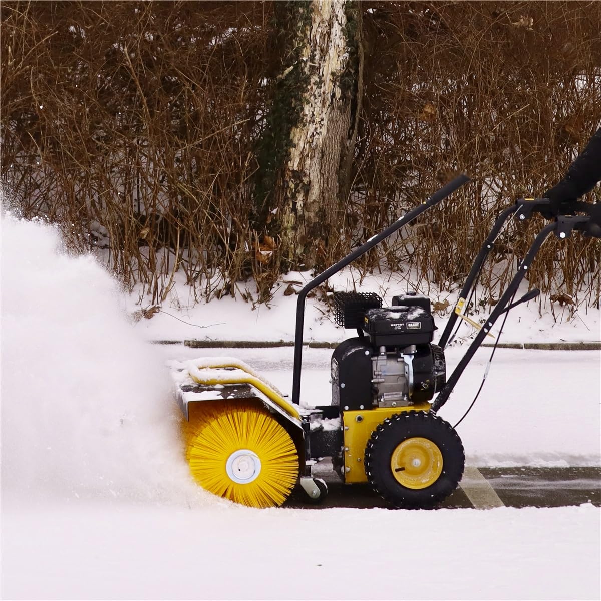TEXAS Handy Sweep 650TGE 2in1 212ccm E-Start Kehrmaschine Benzin Motorbesen mit Schneeschild Schneeschieber Schneefräse Schneeräumer mit Antrieb Radantrieb | 60cm | 5,7PS | 4Takt | 3xVor.1xRück.