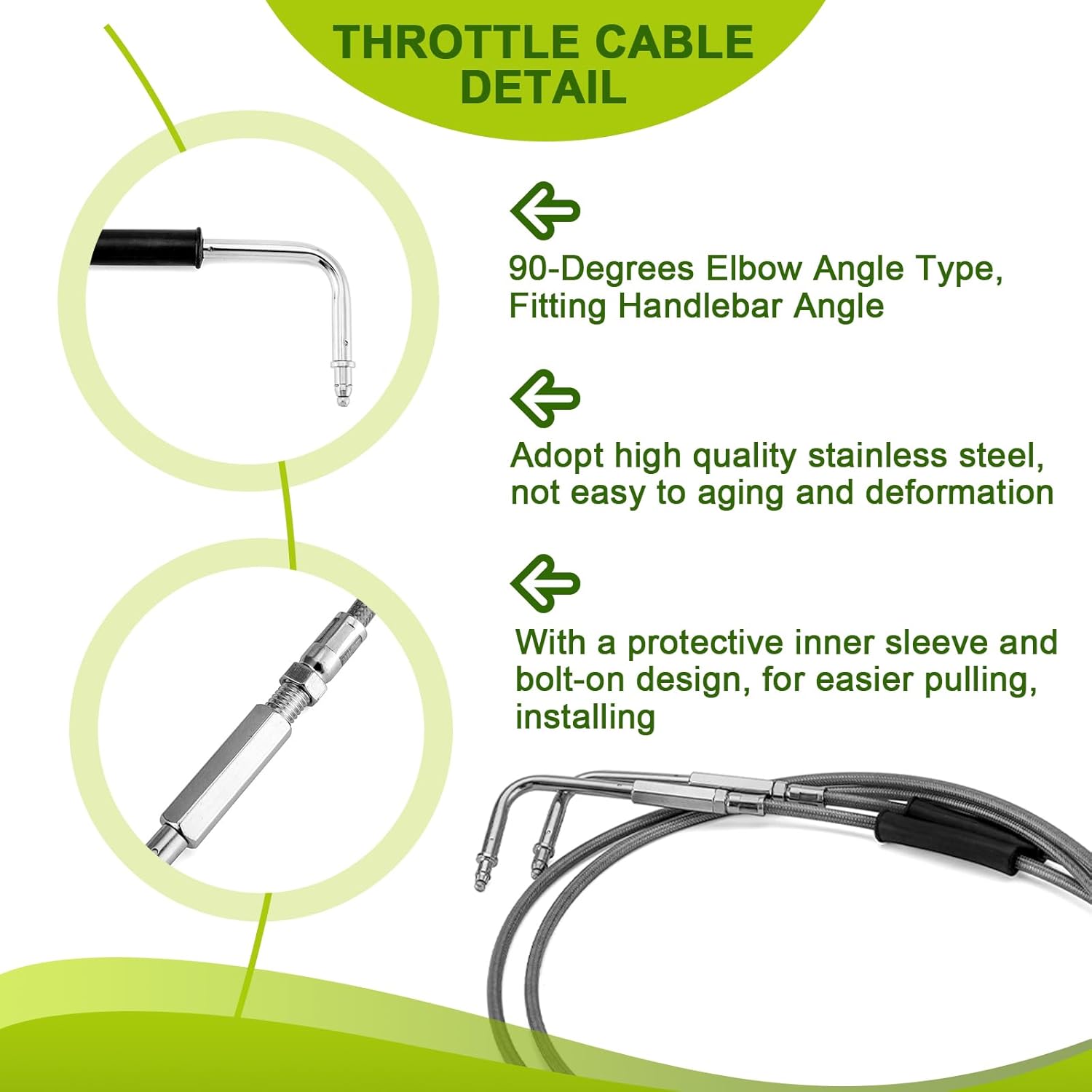 Mofun ABS Upper Hydraulic Front Brake Line & Throttle and Idle Cable Kit & Clutch Cable Compatible with Harley Dyna Street Bob Switchback Wide Glide 2012-2017, Fit 12"-14" Handlebar, Black